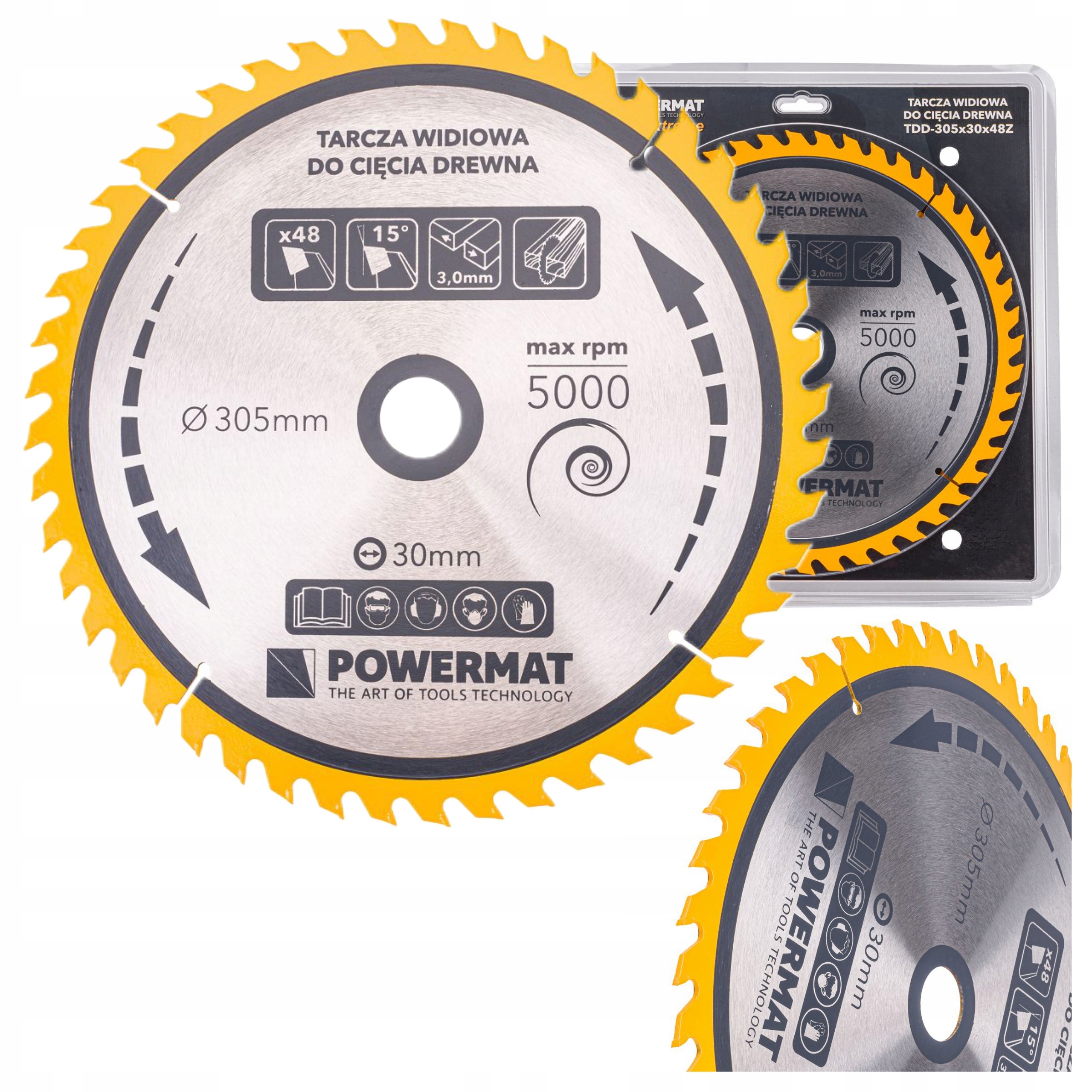 TARCZA WIDIOWA DO DREWNA 305x30 48z POWERMAT TDD-305x30x48Z