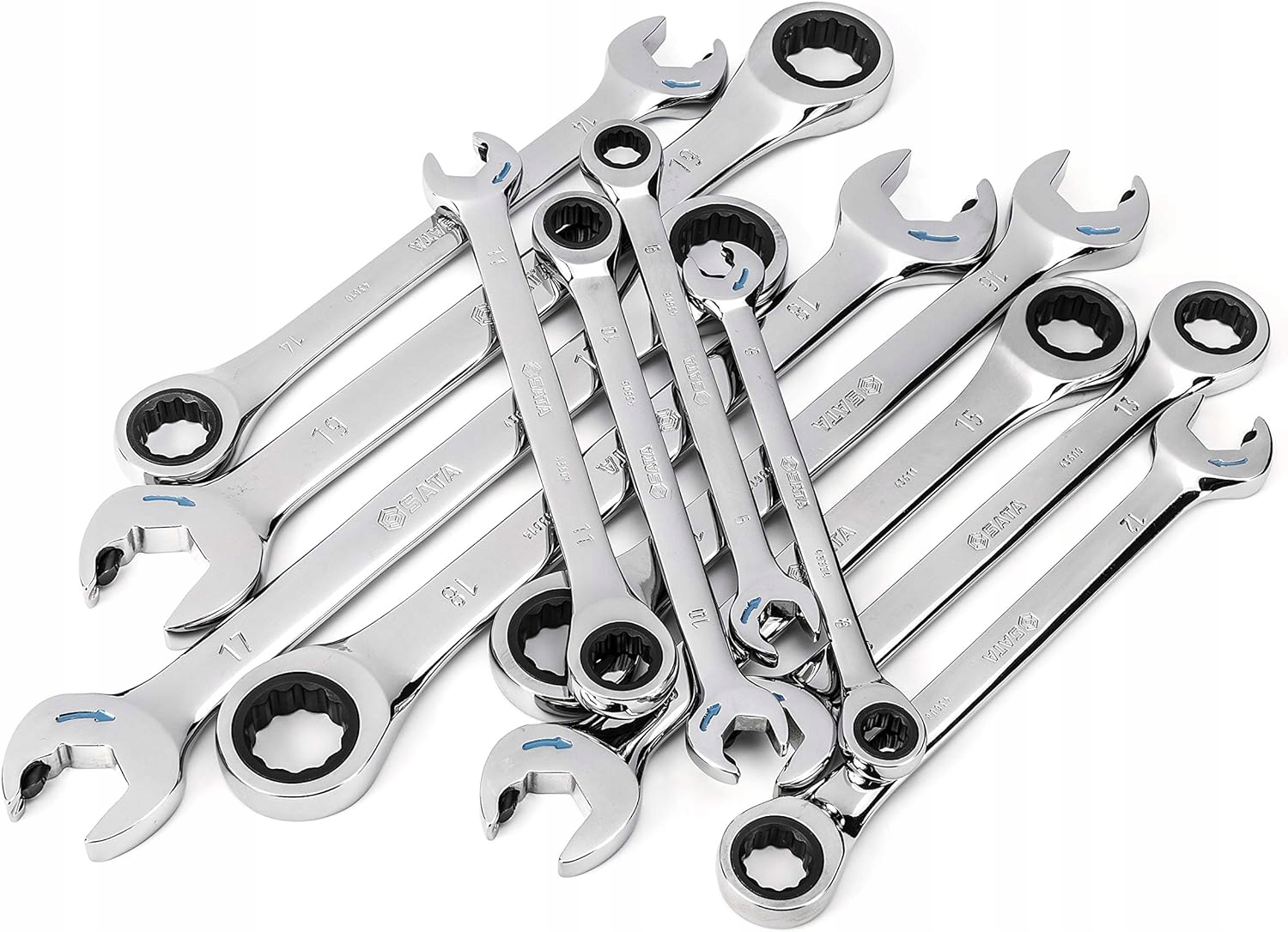 SATA 09066-02 ZESTAW 12 KLUCZY PŁASKO-OCZKOWYCH Z PODWÓJNĄ GRZECHOTKĄ 8-19