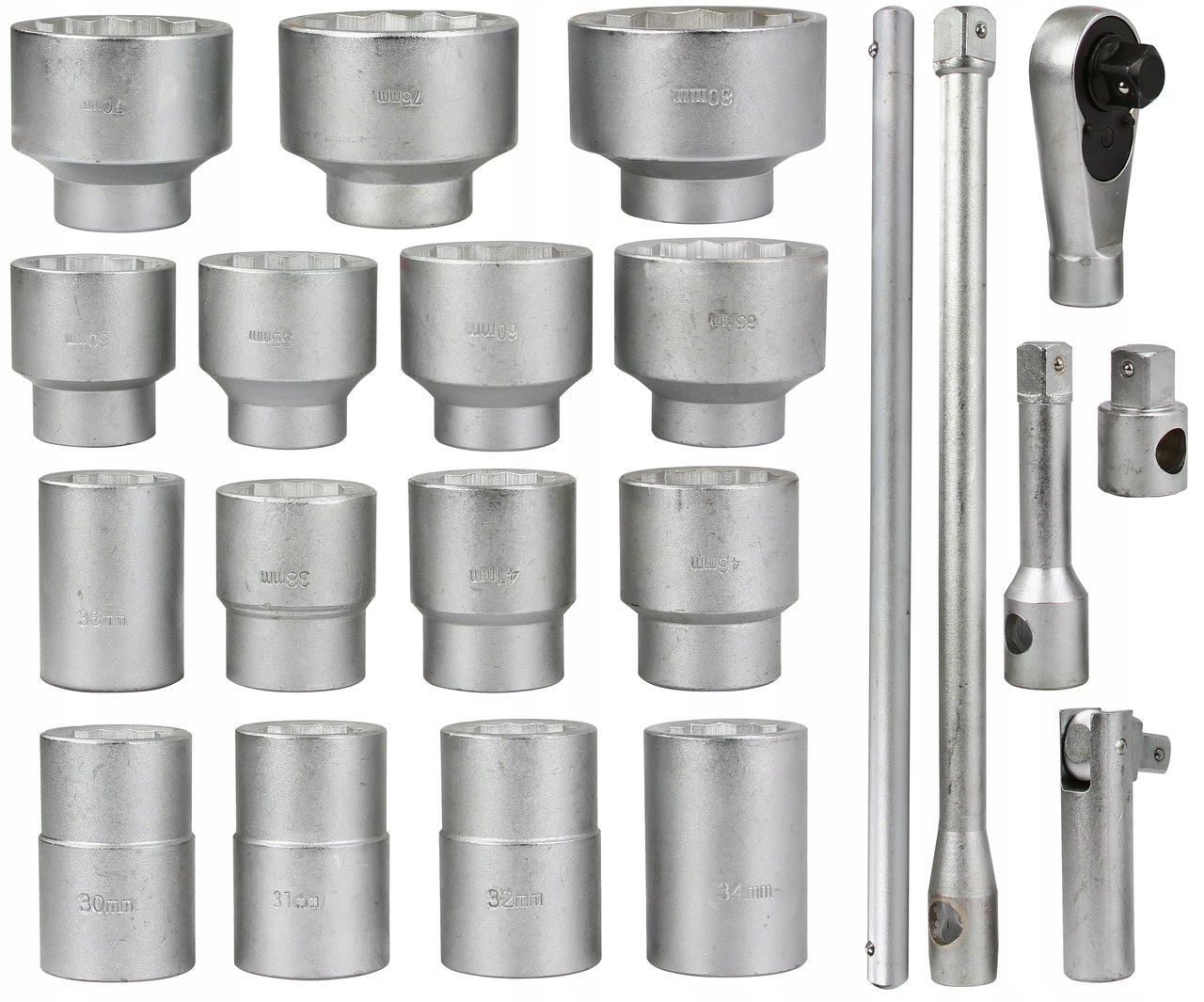 ZESTAW KLUCZY NASADOWYCH 21PCS, ELEMENTÓW, 1"30-80MM CRV Z WALIZKĄ