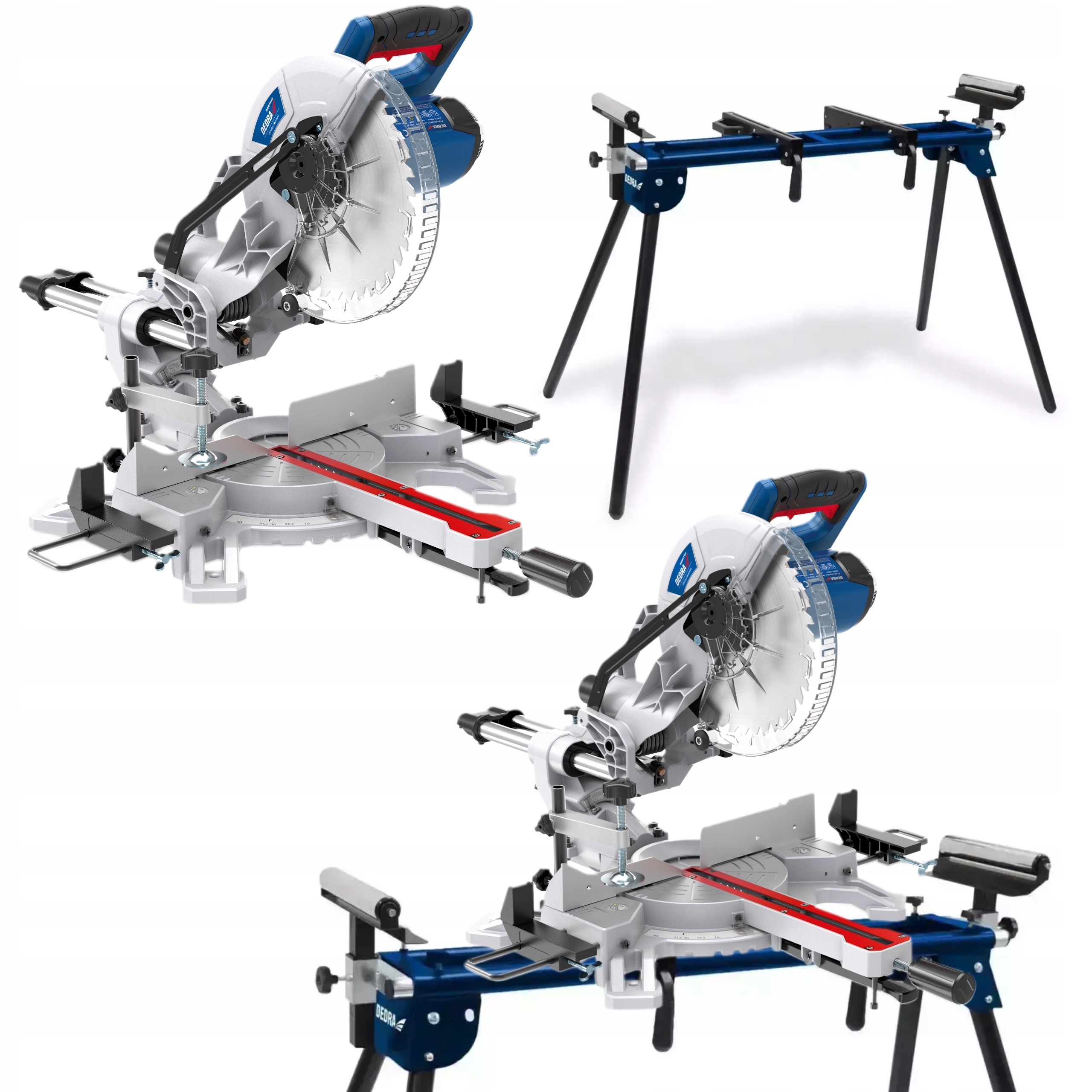 PIŁA UKOŚNICA Z POSUWEM + STÓŁ ROBOCZY STOJAK DEDRA PILARKA UKOSOWA 254MM