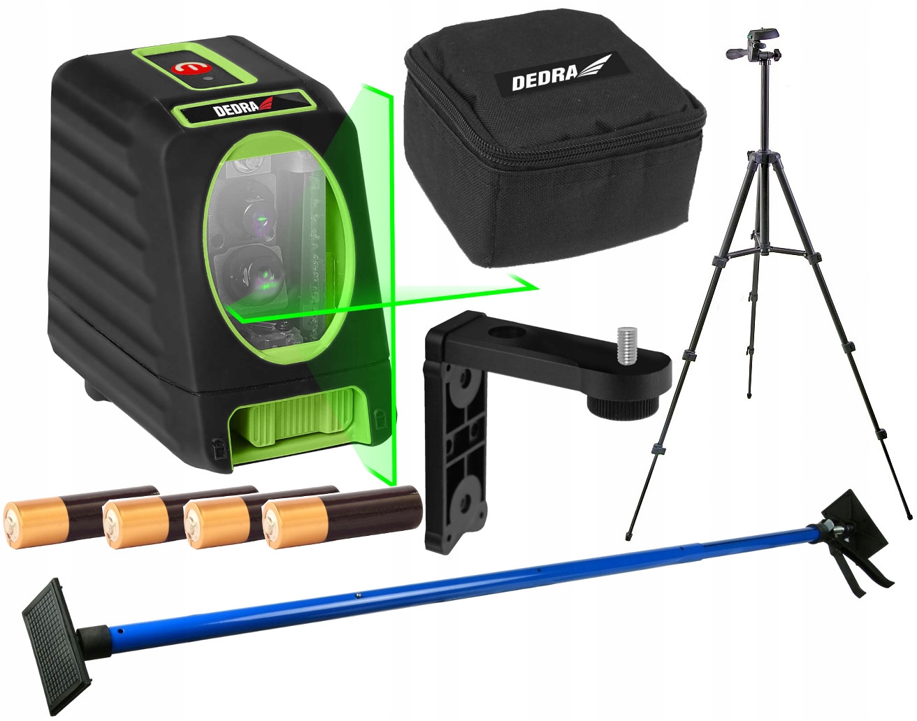 DEDRA LASER KRZYŻOWY 30m TYCZKA STATYW UCHWYT ETUI