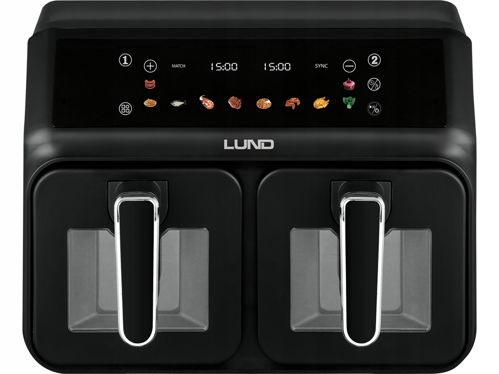 FRYTKOWNICA BEZTŁUSZCZOWA 2200W DWUKOMOROWA PODWÓJNA 4L+4L WYŚWIETLACZ LCD