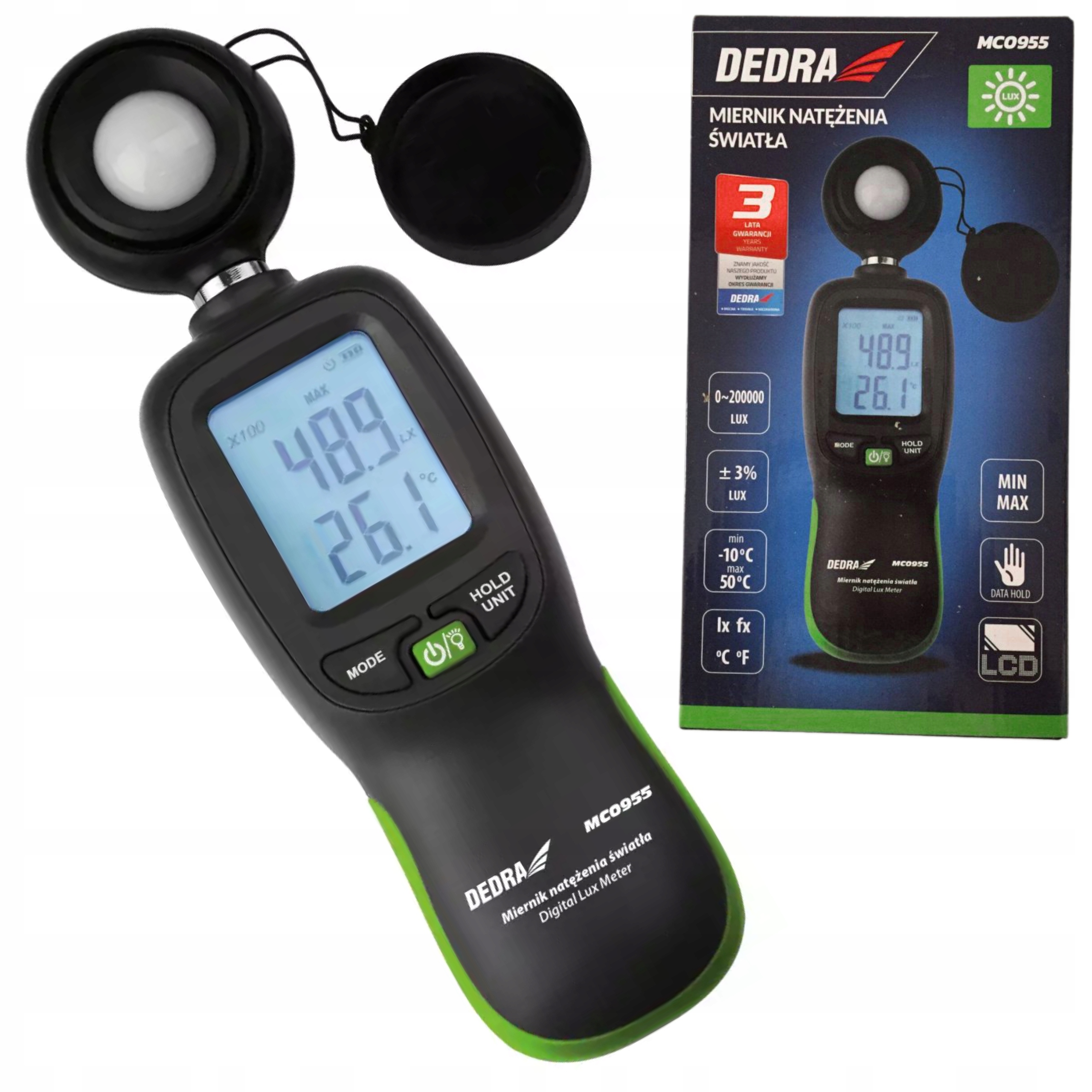 DEDRA MIERNIK MONITOROWANIE KONTROLA NATĘŻENIA ŚWIATŁA LUKSOMIERZ MC0955