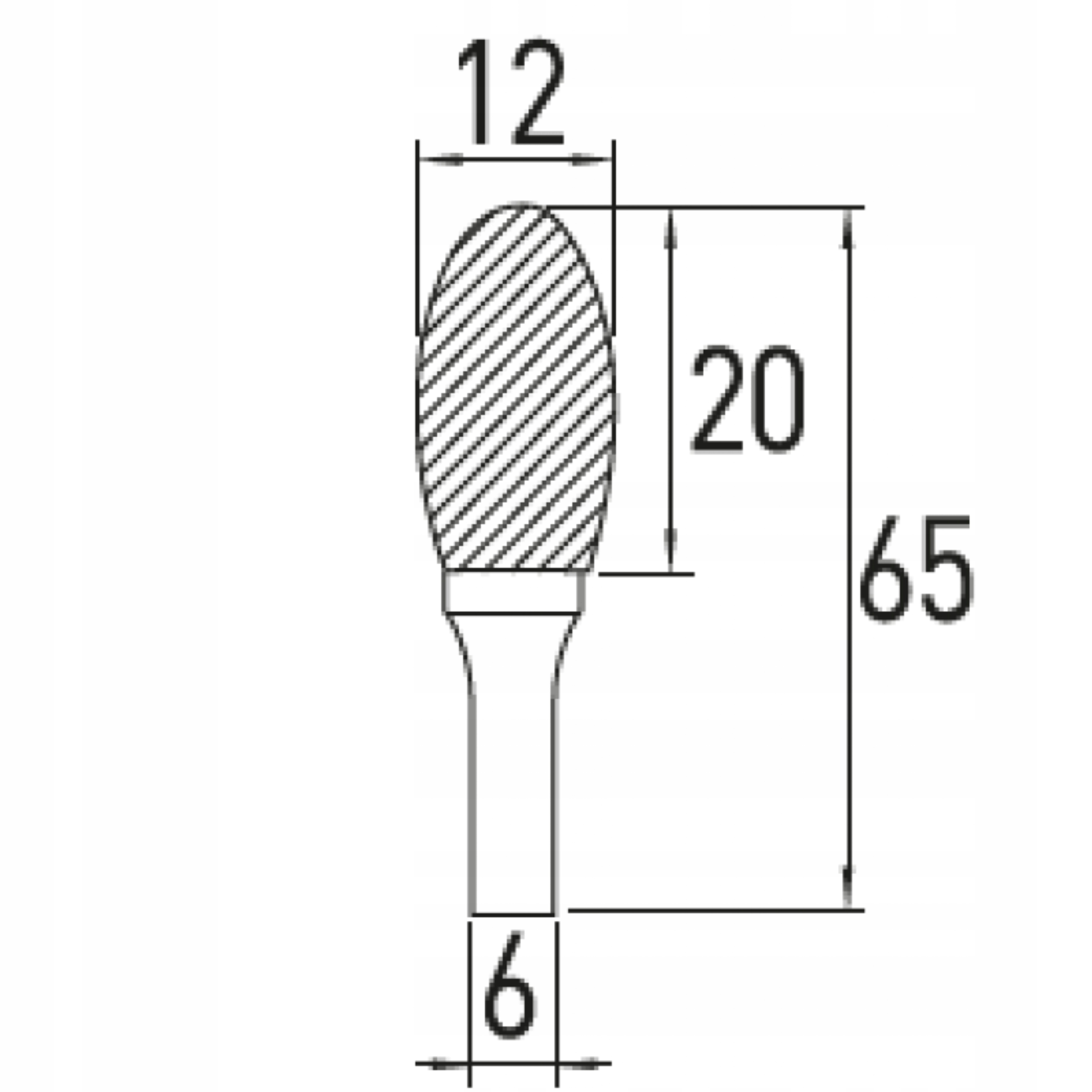 HOEGERT FREZ TRZPIENIOWY OWALNY TYP E DO METALU,KAMIENIA ITP12×20mm HT6D592