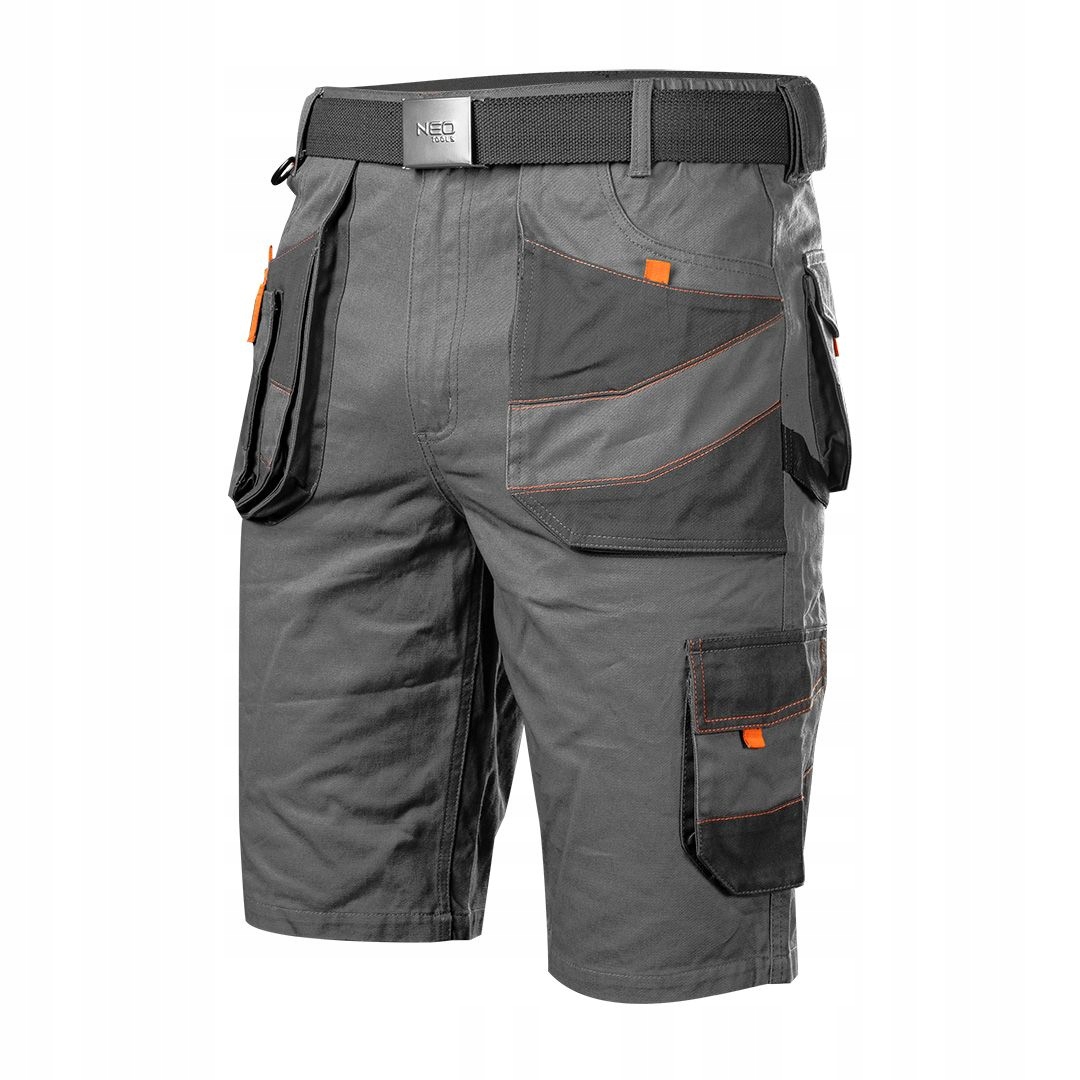 NEO KRÓTKIE SPODENKI SPODNIE 100% COTTON KIESZENIE +PASEK 81-331 R. S/48