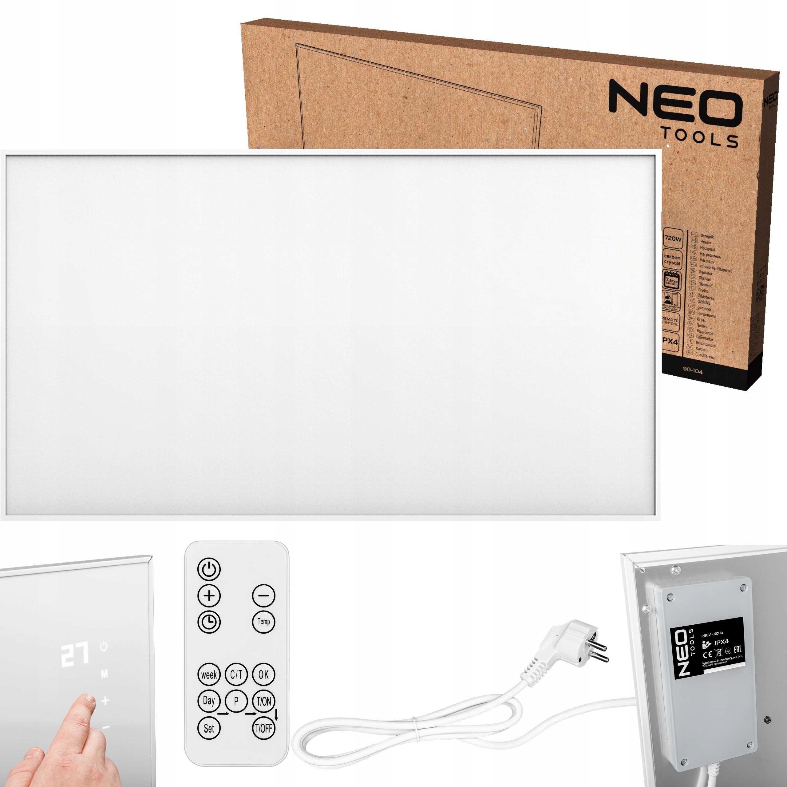 NEO PANEL GRZEWCZY NA PODCZERWIEŃ GRZEJNIK 720W PROMIENNIK 90-104 + PILOT