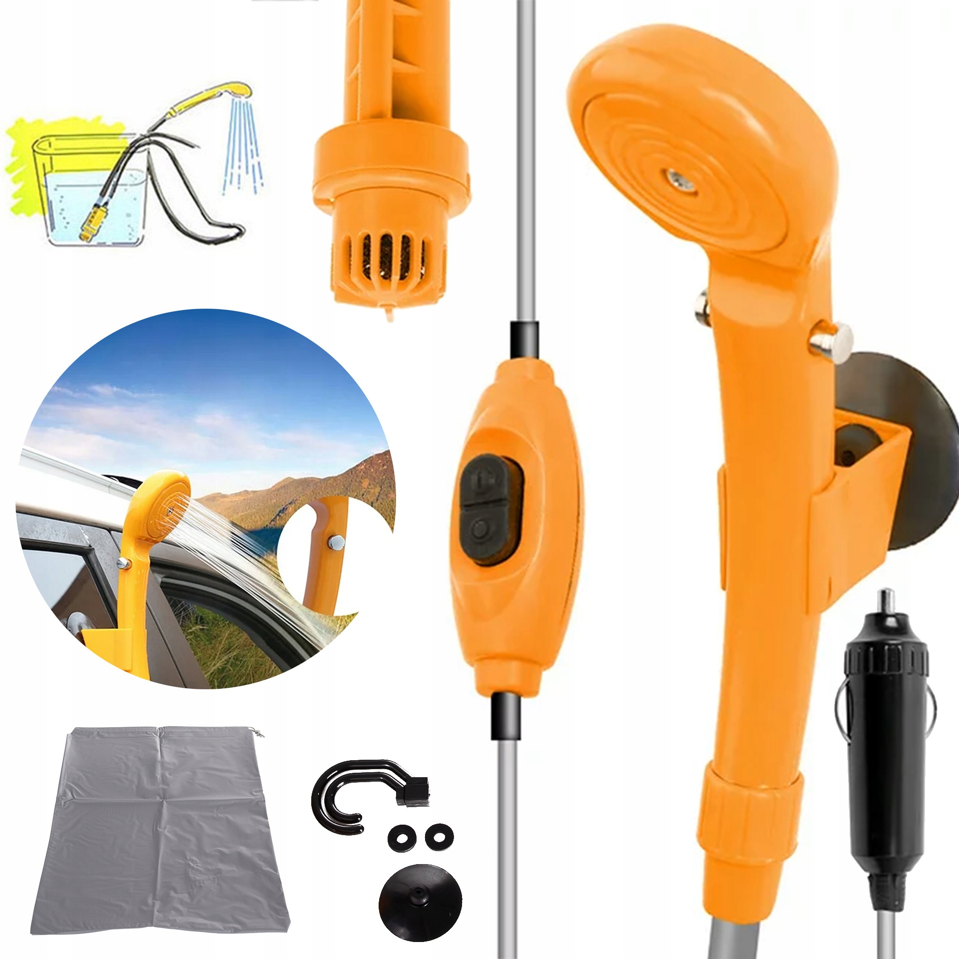 KETLIN PRYSZNIC TURYSTYCZNY 12V SAMOCHODOWY 10l/min REGULOWANE CIŚN. K00403