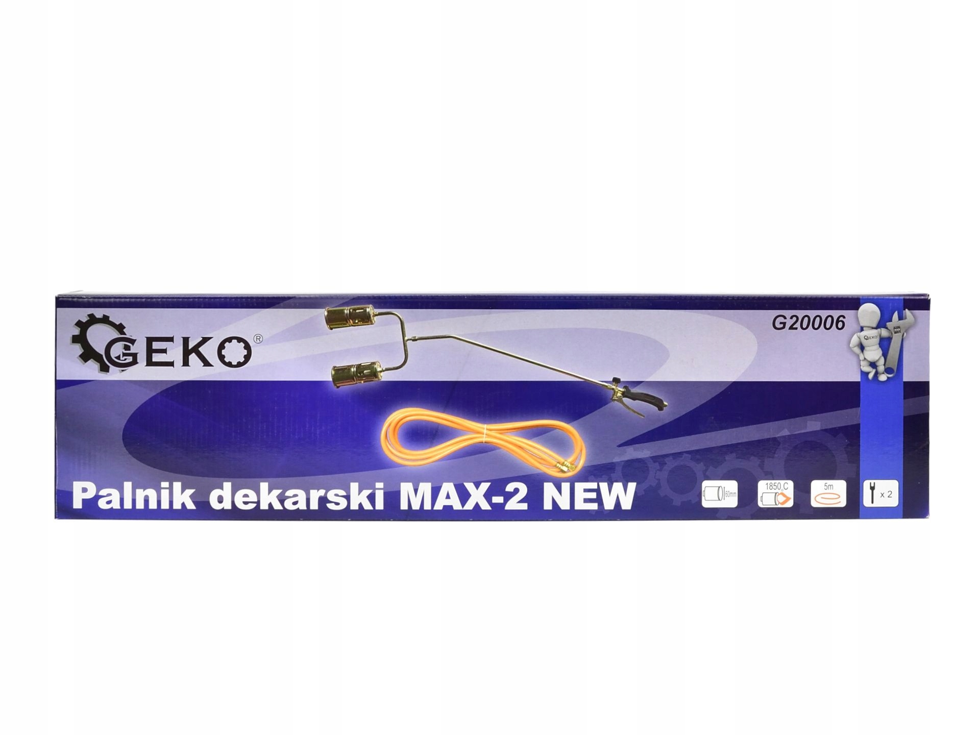 GEKO PALNIK GAZOWY DEKARSKI DO PAPY OPALANIA PODWÓJNA DYSZA 60MM G20006