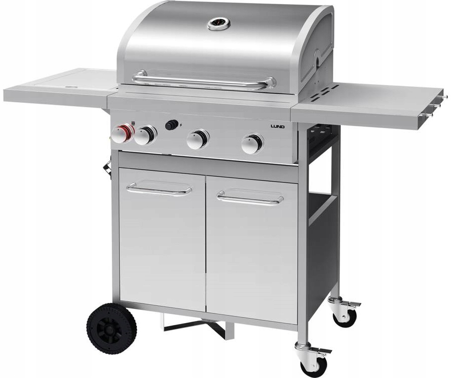 LUND GRILL GAZOWY 3+1 12,8 KW ŻELIWNY RUSZT PALNIK BOCZNY TERMOMETR 99654