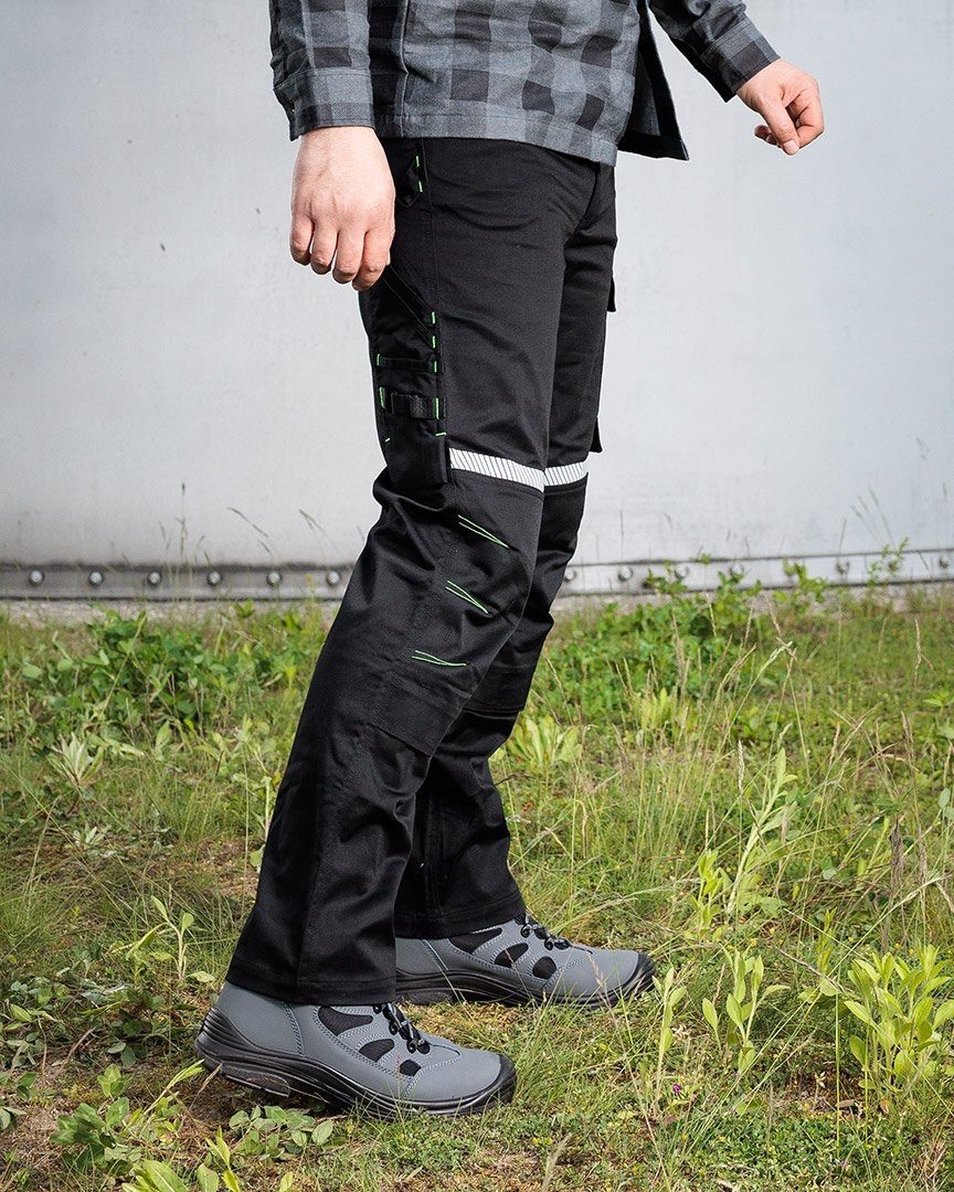 NEO SPODNIE ROBOCZE MIX&MATCH CE ODBŁASKOWE WARSZTATOWE CZARNE 81-351-1 L