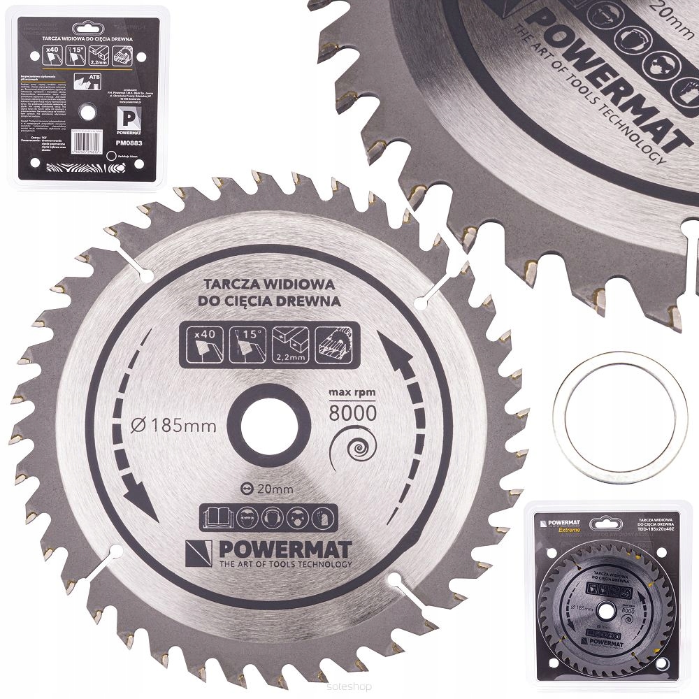 POWERMAT TARCZA WIDIOWA DO DREWNA PIŁY PIŁA EXTREME 185x20 40z