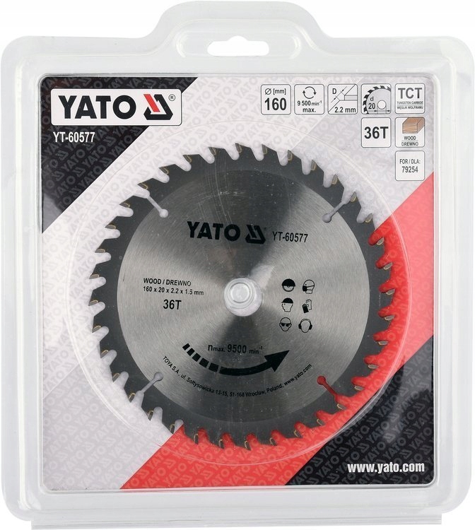 YATO TARCZA WIDIOWA ZĘBY Z WĘGLIKA WOLFRAMU DO DREWNA 160X36TX20MM YT-60577