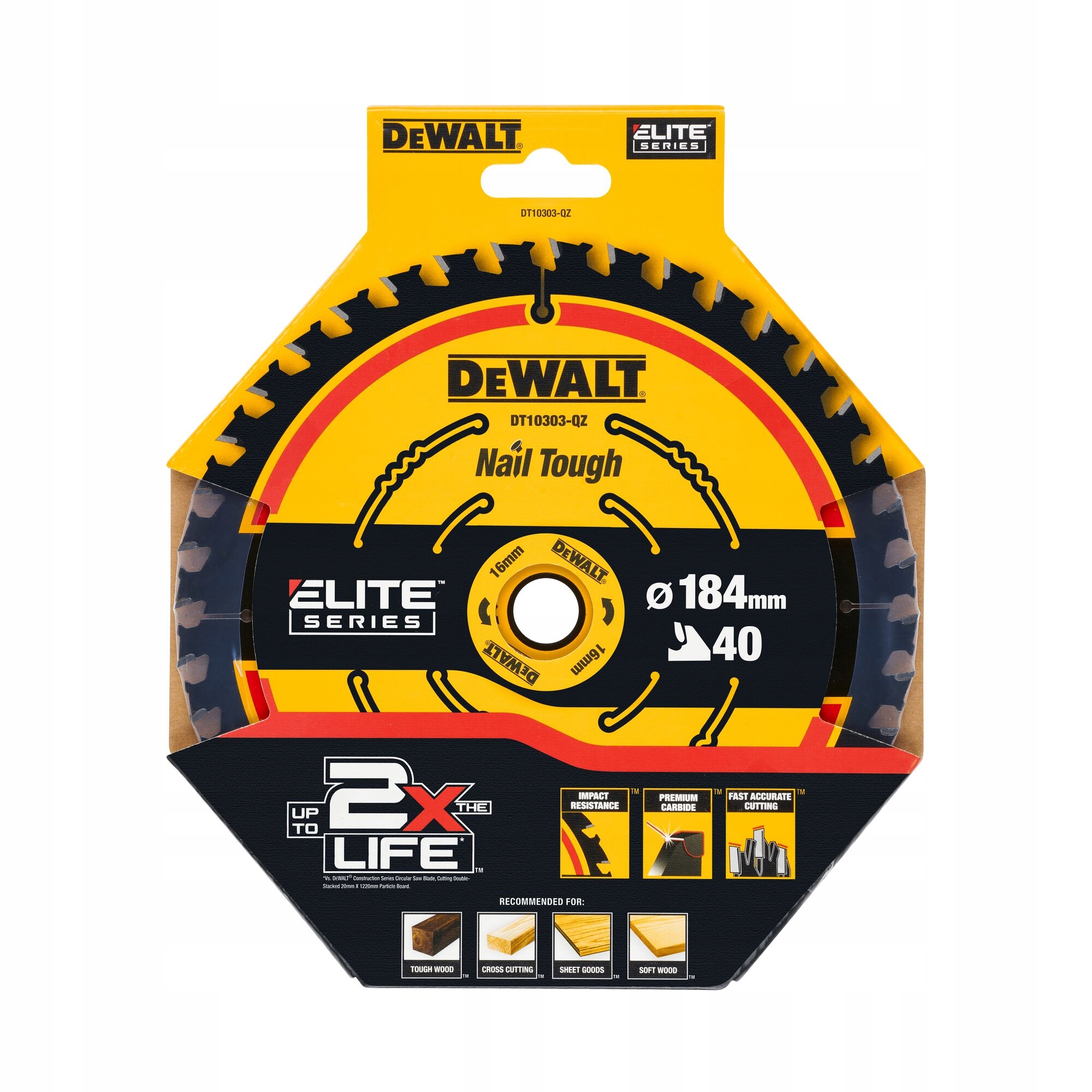 DeWALT TARCZA DO PIŁ PILARKI RĘCZNEJ 184x16mm 184mm 40z DO DREWNA DT10303