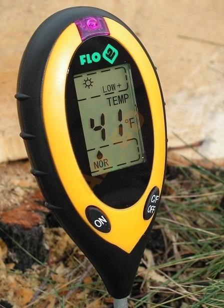FLO MIERNIK OGRODNICZY 4-FUNKCYJNY WILGOCI PH GLEBY KWASOMIERZ TESTER 89000