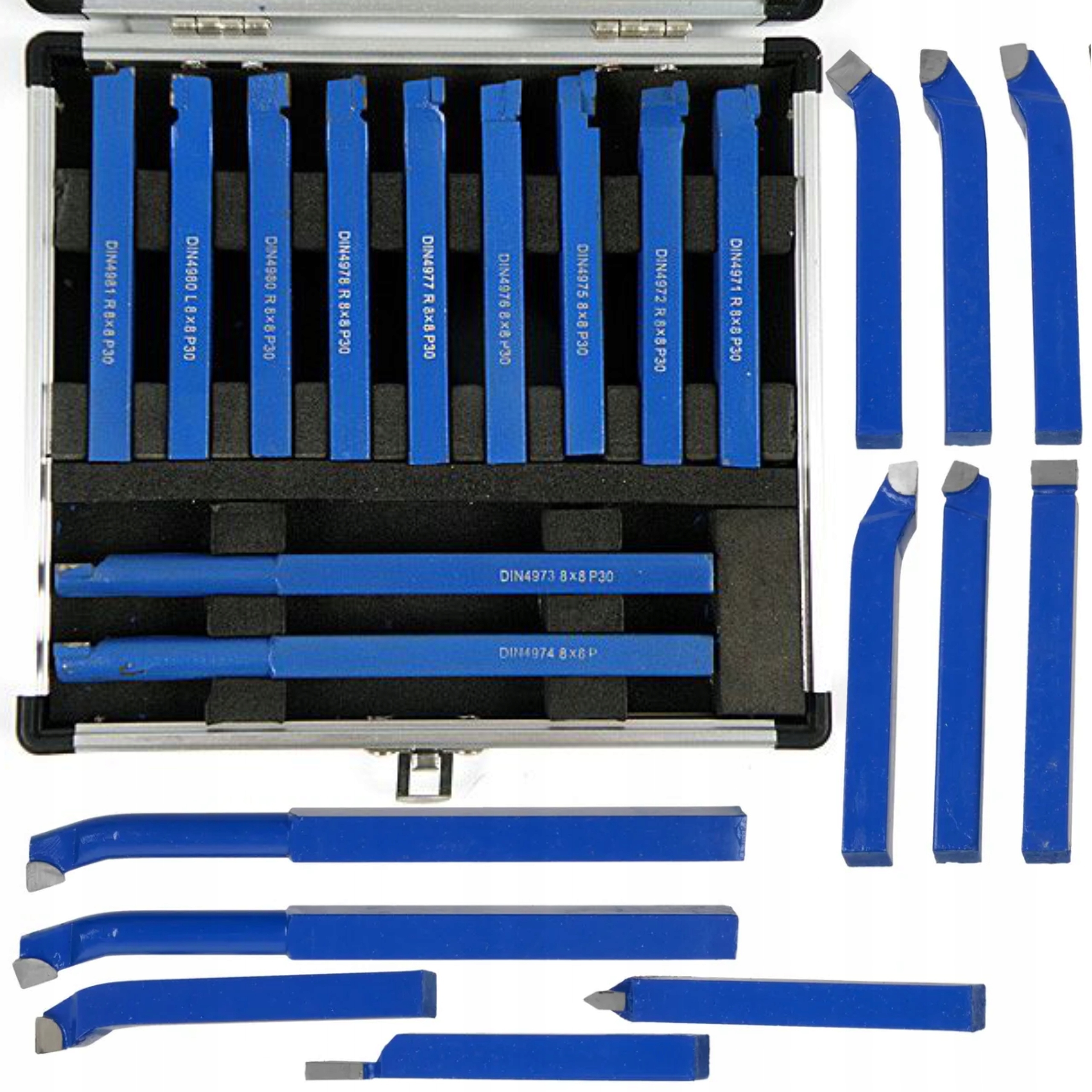 ZESTAW NOŻY TOKARSKICH STALOWYCH 8X8MM 11 SZTUK NÓŻ TOKARSKI S10881