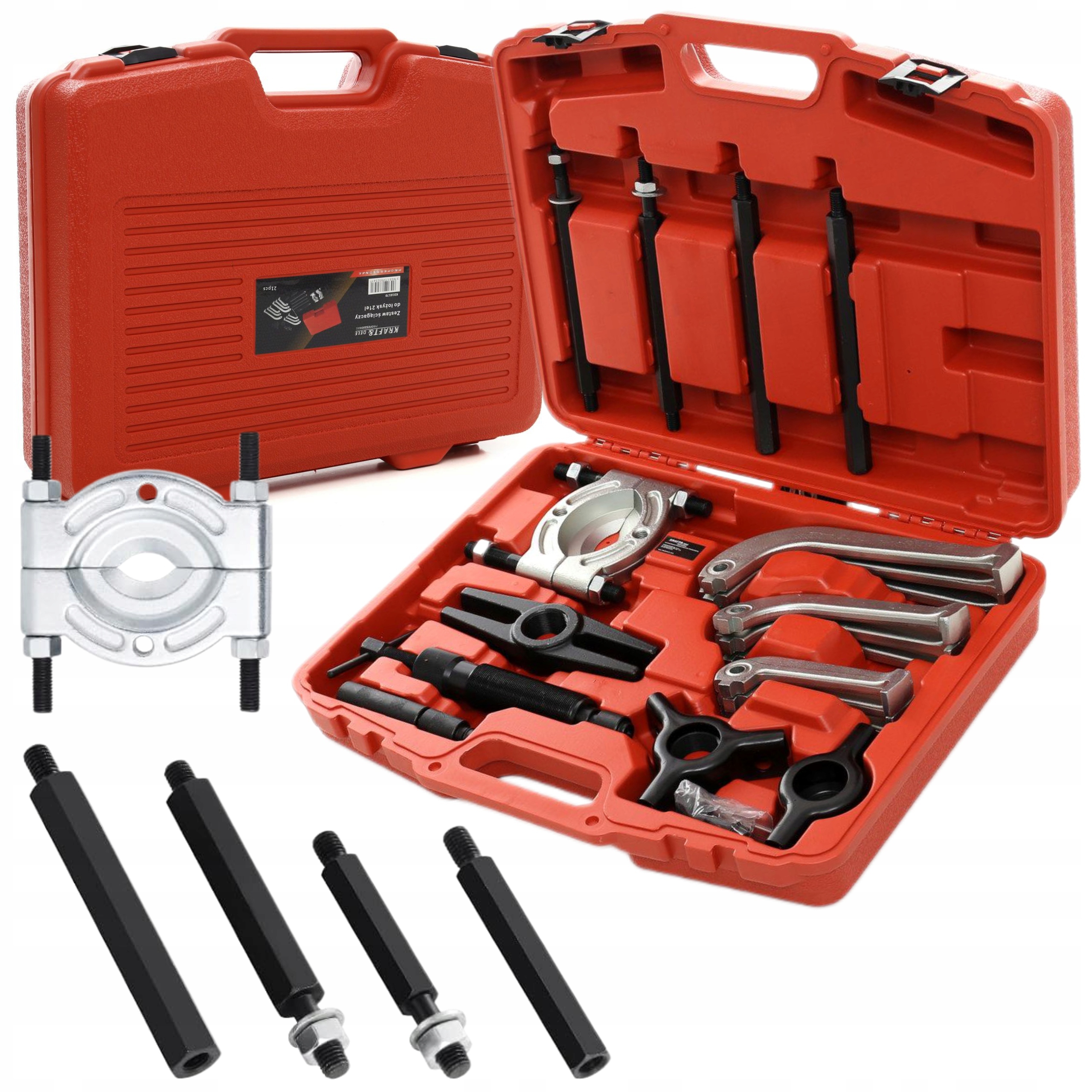 KRAFT&DELE ZESTAW ŚCIĄGACZY DO ŁOŻYSK 21 ELEMENTÓW WALIZKA KD10170