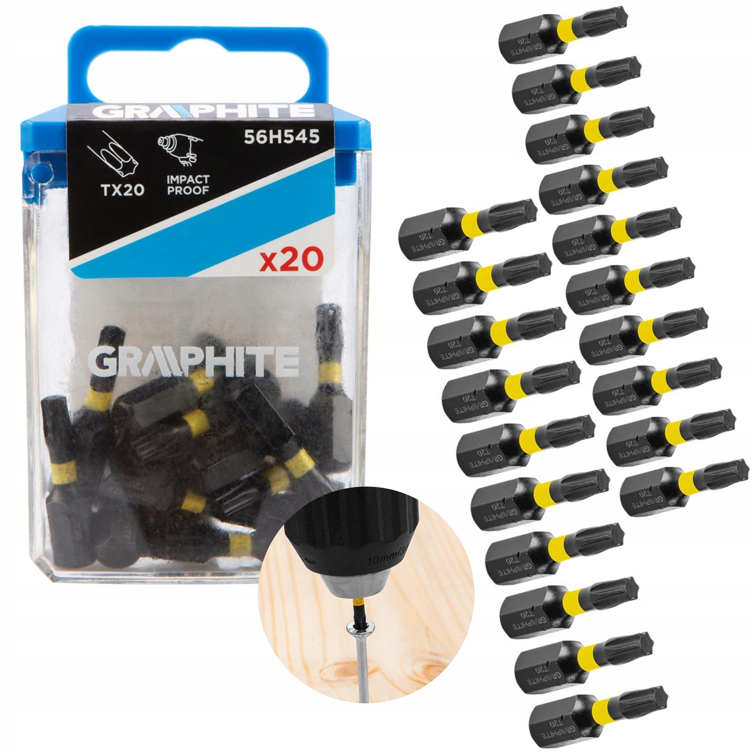 GRAPHITE Bity końcówki udarowe TORX TX20 25mm 20el