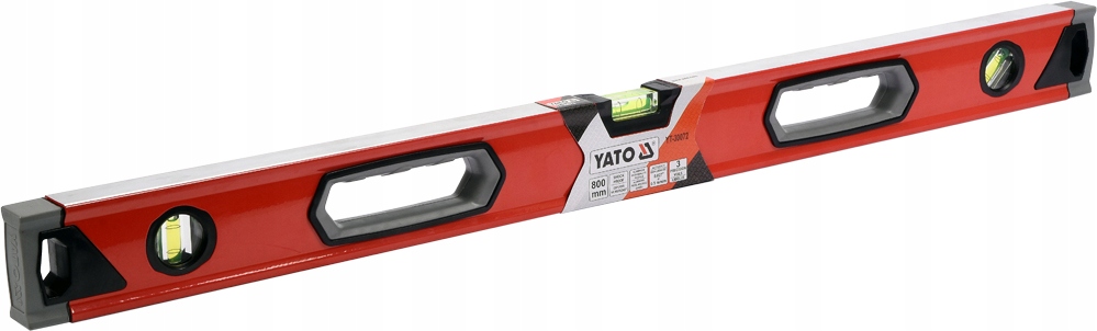 YATO POZIOMNICA ALUMINIOWA 800 MM, 3 LIBELLE, DWA UCHWYTY 0,5 MM/M YT-30072