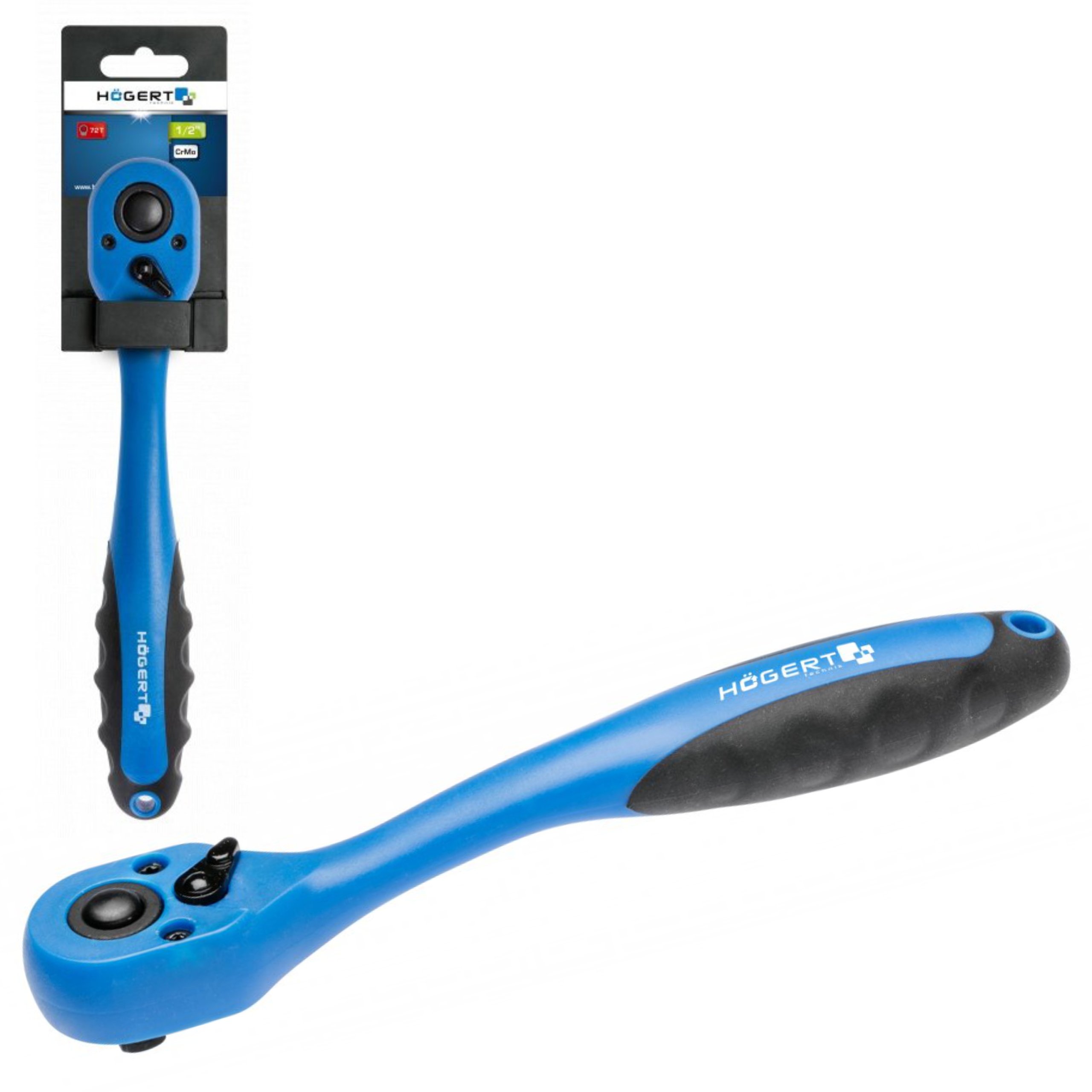 GRZECHOTKA ODGIĘTA 1/2'' HOGERT HT1R352 72 ZĘBY