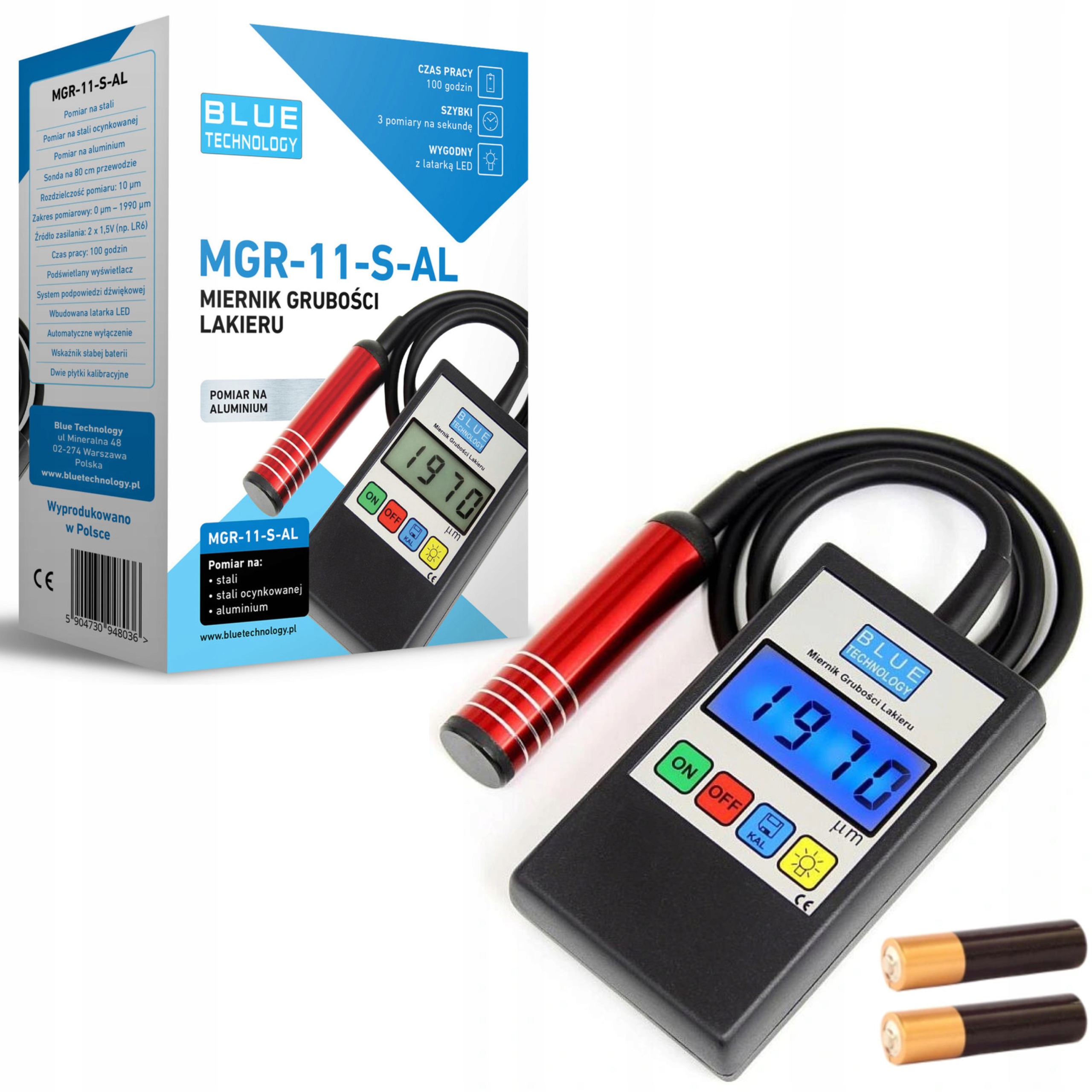 Miernik Grubości Lakieru MGR-11-S-AL ALU + BATERIA