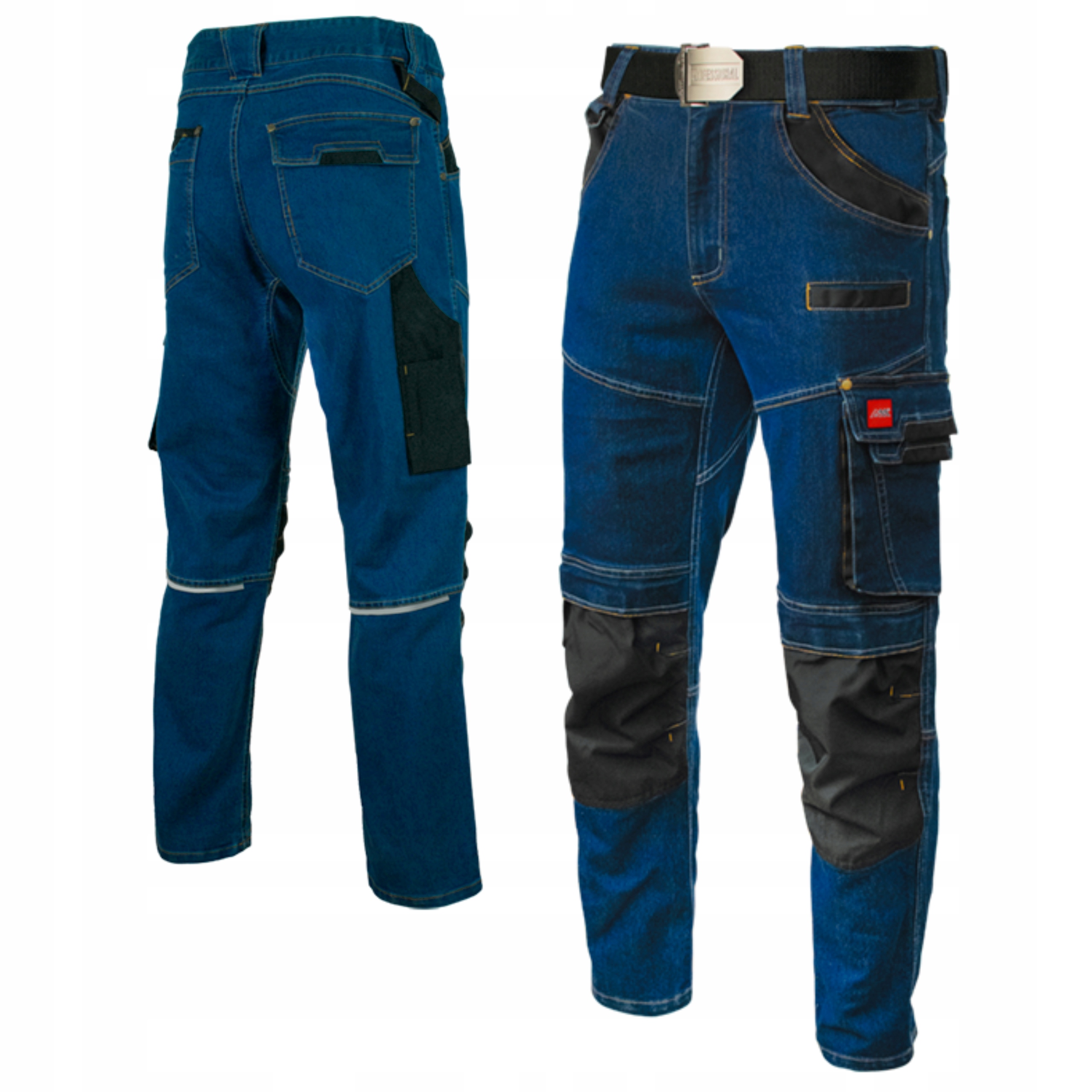 SPODNIE ROBOCZE JEANS STRETCH JEANSOWE SLIMOWANE ODBLASK BHP ELASTYCZNE 3XL