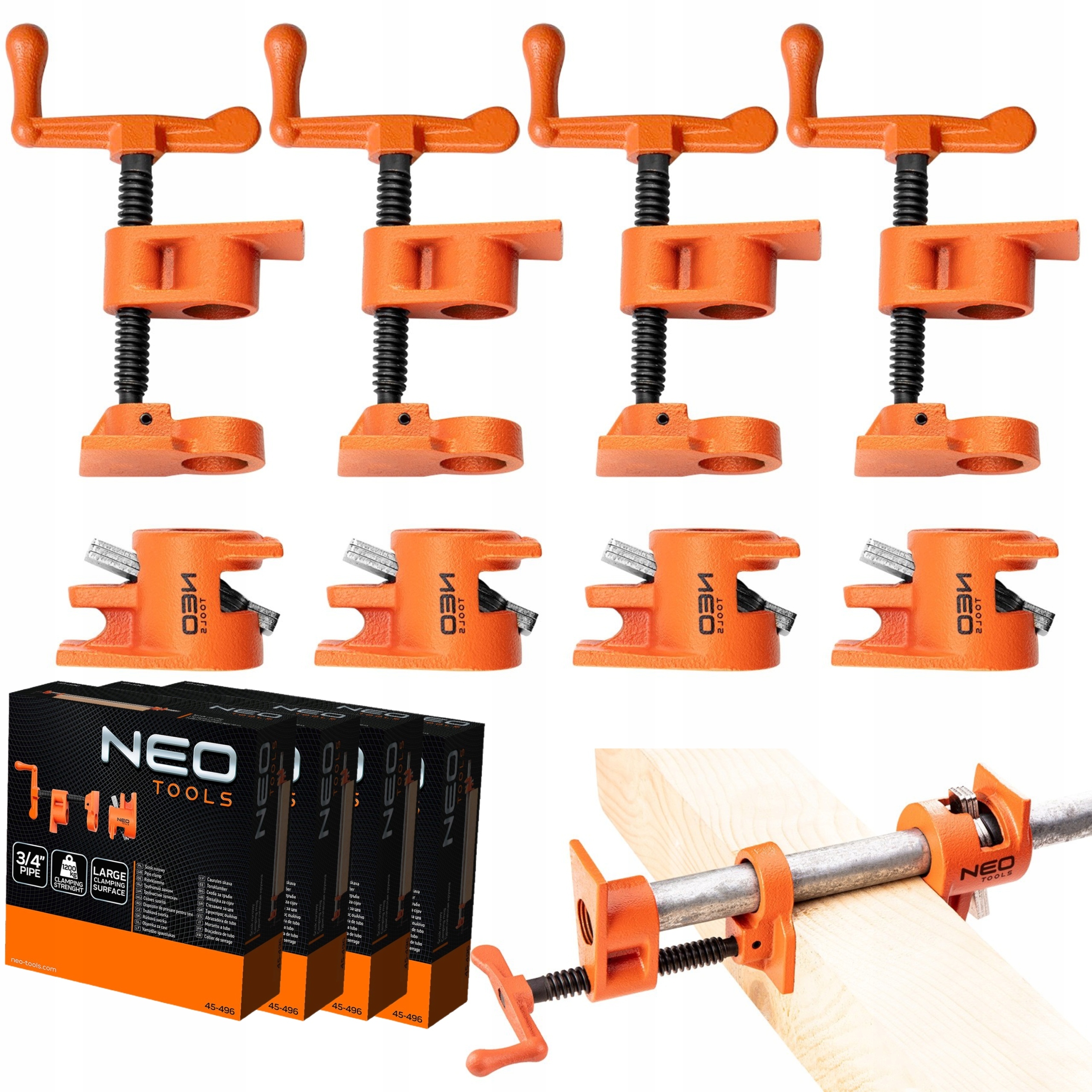 NEO 4-SZT ŚCISK STOLARSKI RUROWY BEZKOŃCOWY 3/4''