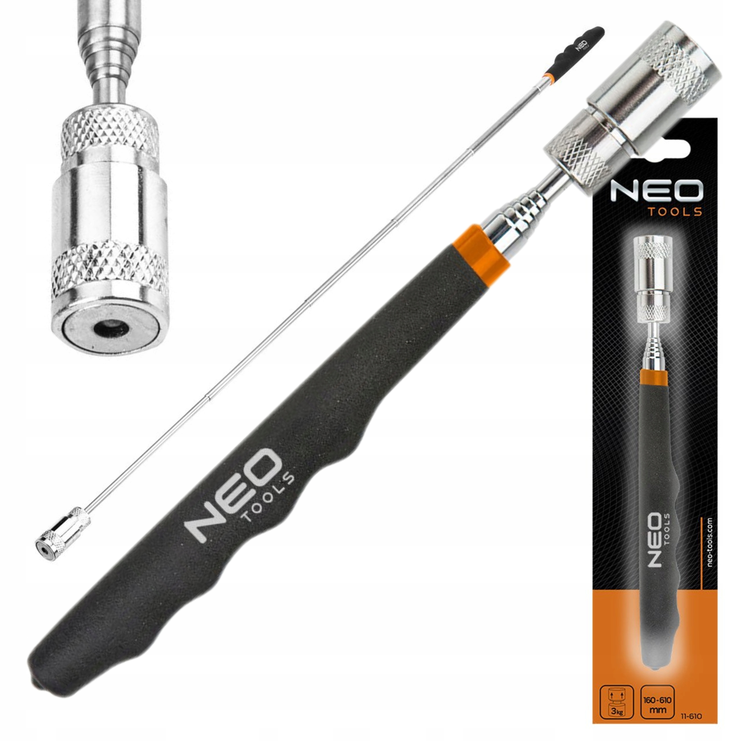 NEO CHWYTAK MAGNETYCZNY TELESKOPOWY ZAKRES 190-800 mm 11-611 3,5 KG LED