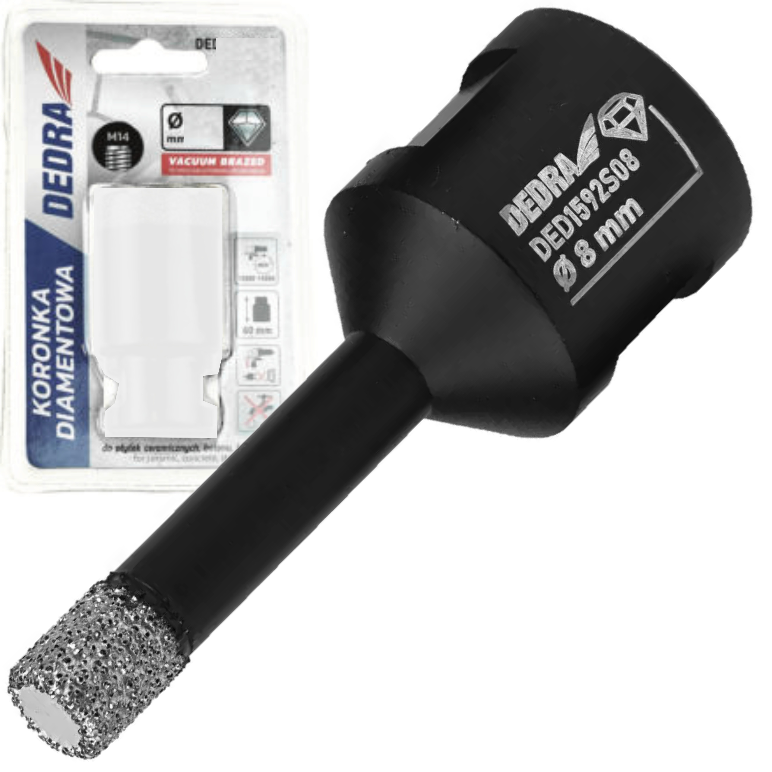 DEDRA OTWORNICA KORONKA DIAMENTOWA VACUUM BRAZED (VB) M14 8MM DED1592S08