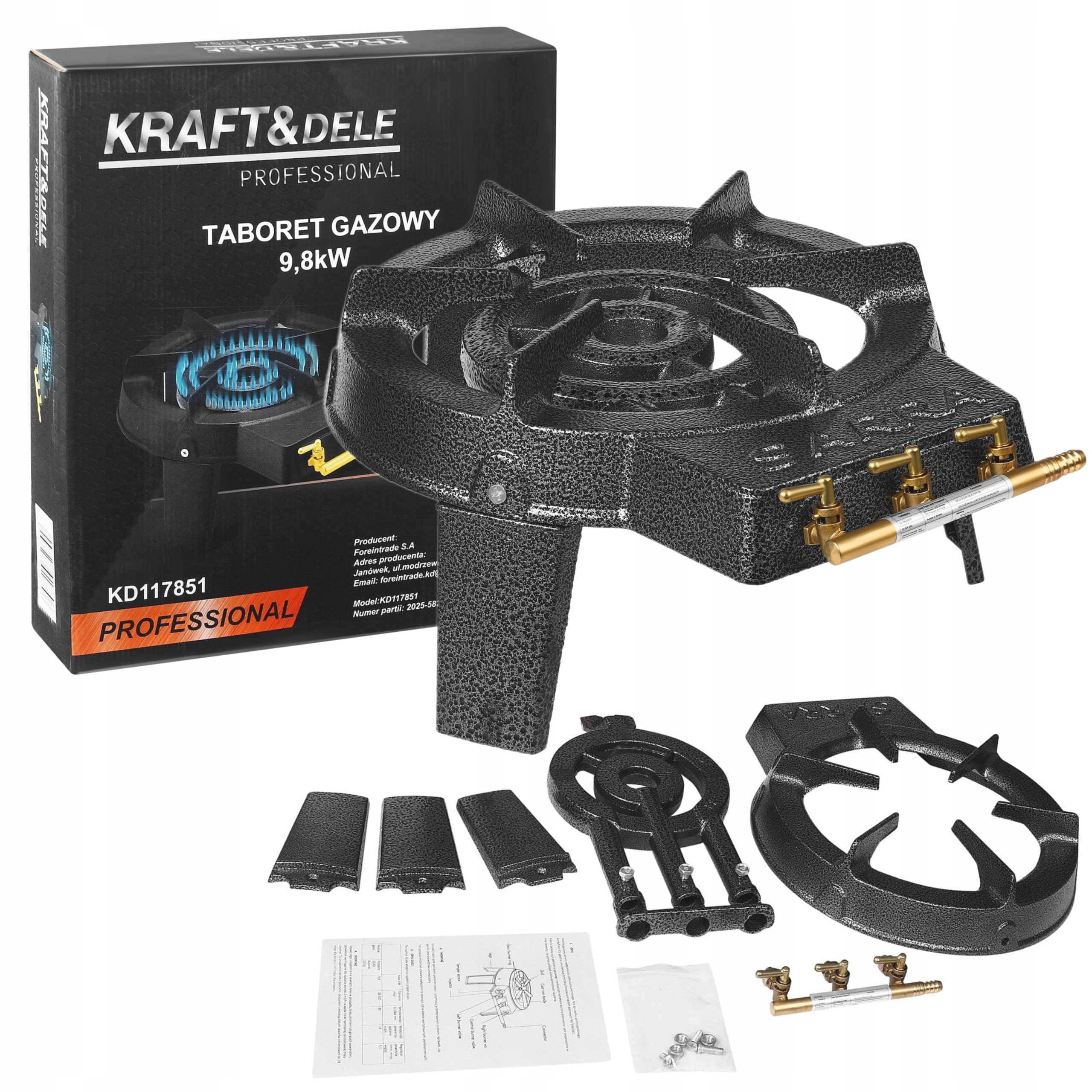KRAFT&DELE TABORET GAZOWY 9,8kW 28–307 mBar REGULACJA PŁOMIENIA KD117851