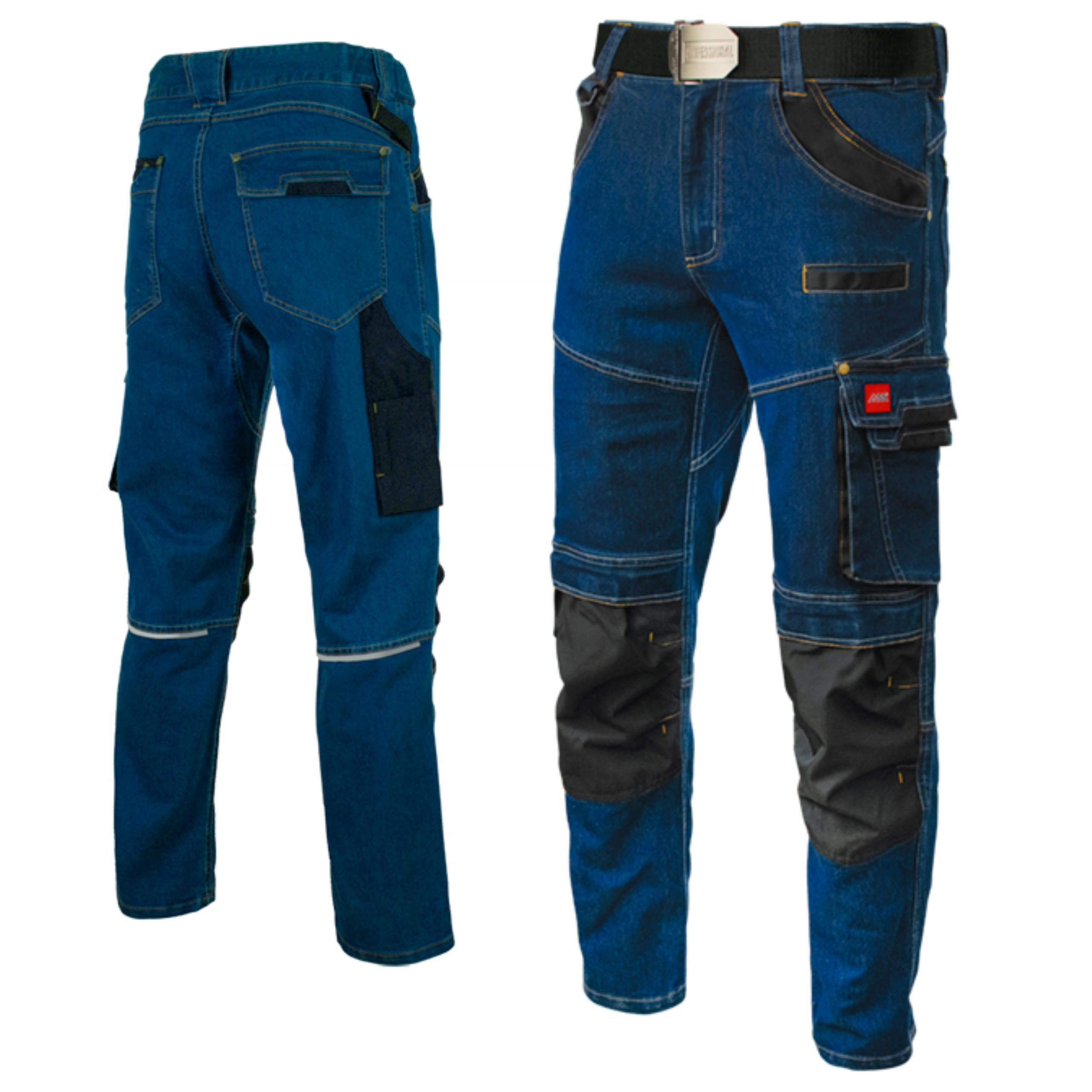 SPODNIE ROBOCZE JEANS STRETCH JEANSOWE SLIMOWANE ODBLASK BHP ELASTYCZNE 3XL