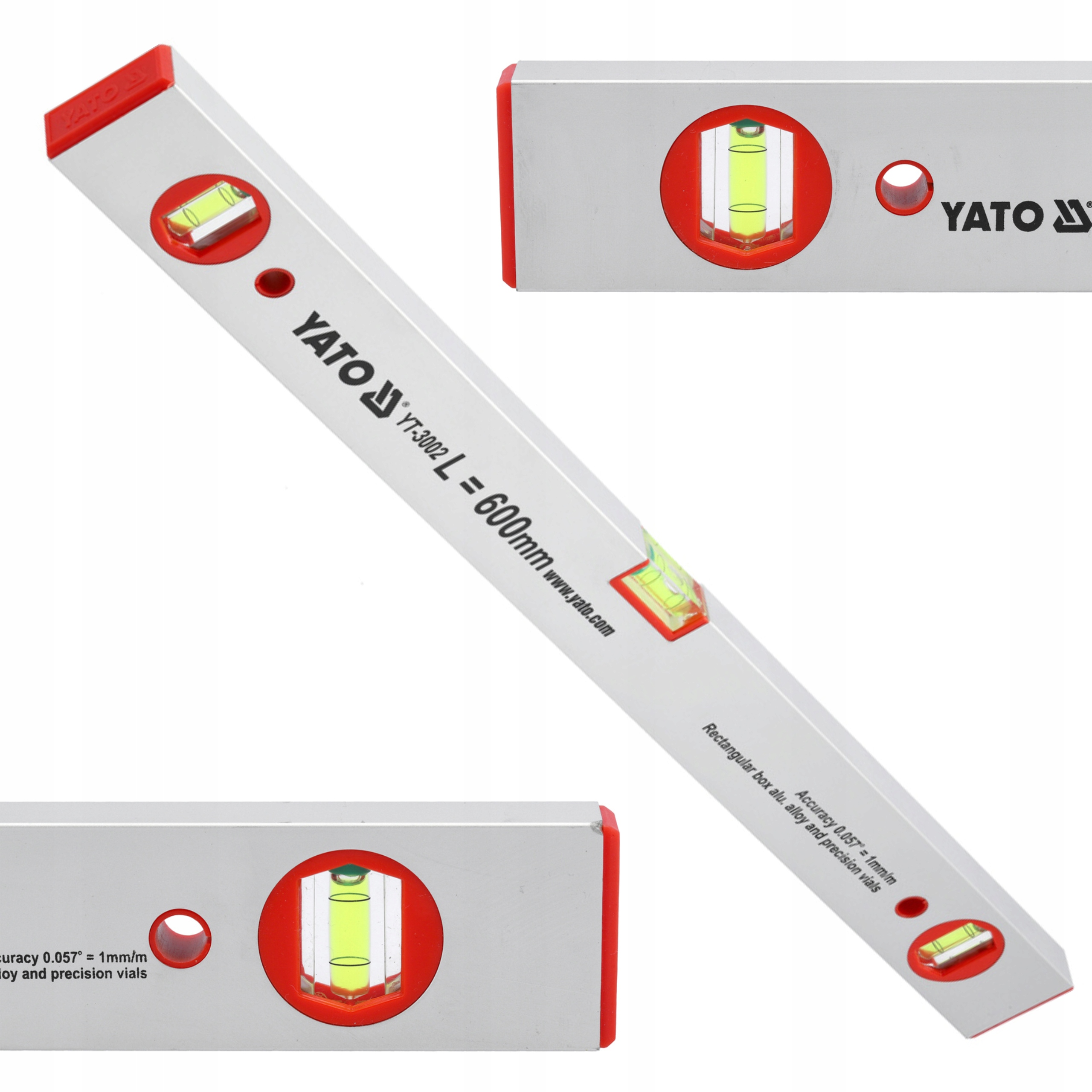 YATO POZIOMNICA ALUMINIUM 3LIBELKI LIBELLE 600MM ODPORNA NA WSTRZĄS YT-3002