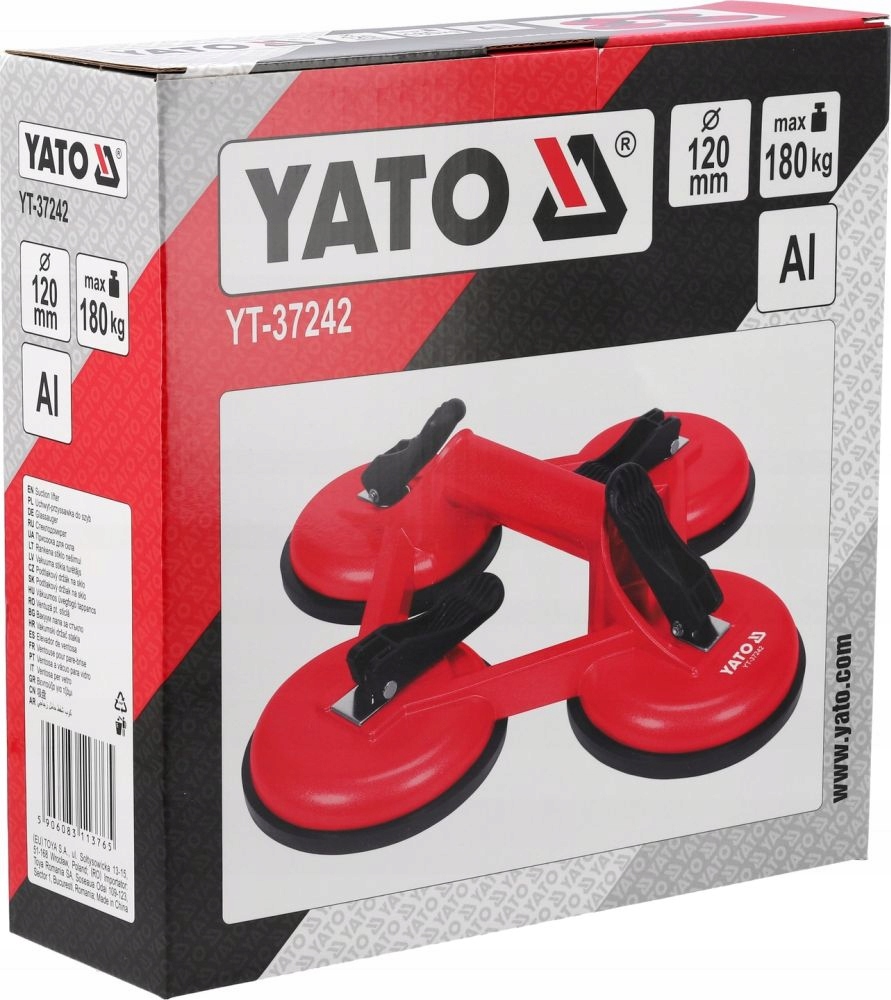 YATO PRZYSSAWKA DO SZYB 4 X O120mm 180kg UCHWYT DO BLACH PŁYTEK PŁYT Y37242