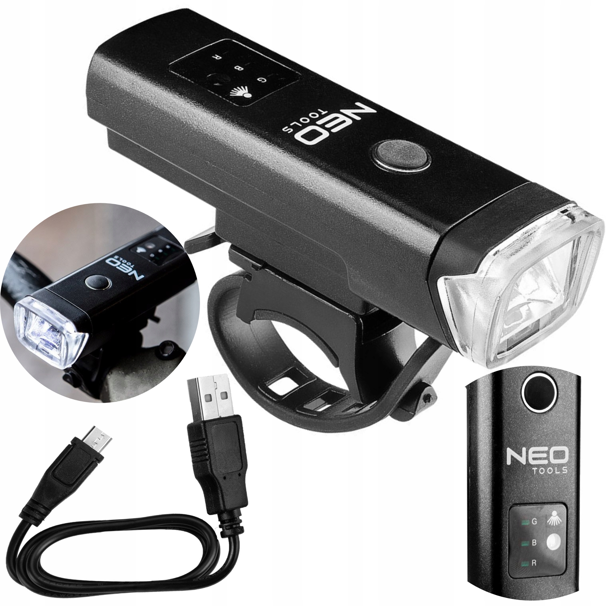 NEO ŚWIATŁO ROWEROWE PRZEDNIE 400LM USB 400LM 3H
