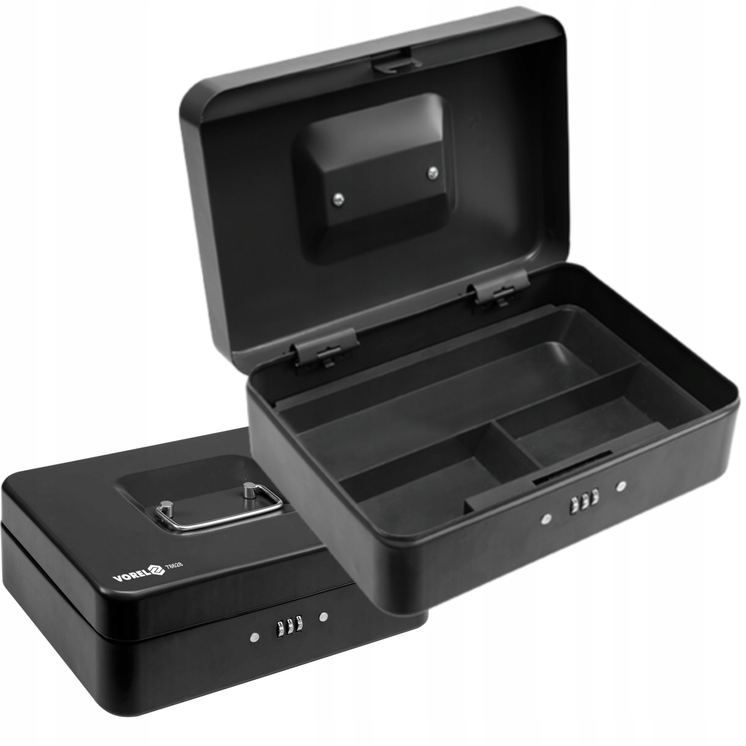 VOREL SKRZYNKA KASETKA NA PIENIĄDZE 250X180X90 CZARNA ZAMEK NA SZYFR 78628