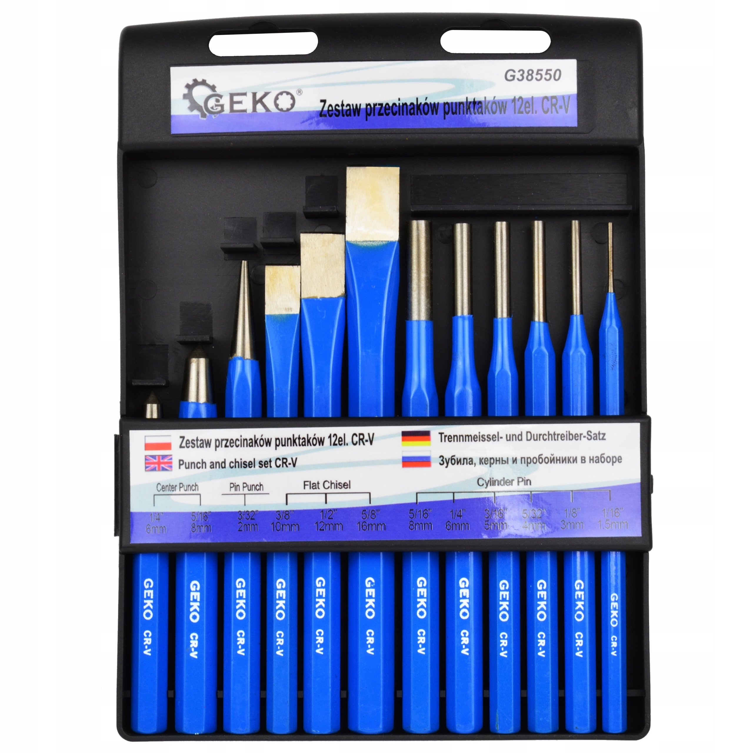 GEKO ZESTAW PRZECINAKÓW PUNKTAKÓW WYBIJAKÓW 12EL. CR-V G38550