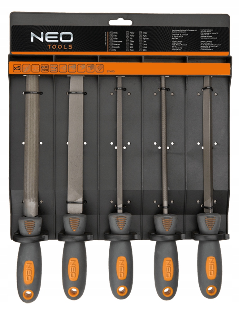 NEO PILNIKI DO METALU PILNIK ZESTAW 5 sztuk 320mm PŁASKI OGRĄGŁYT 37-610