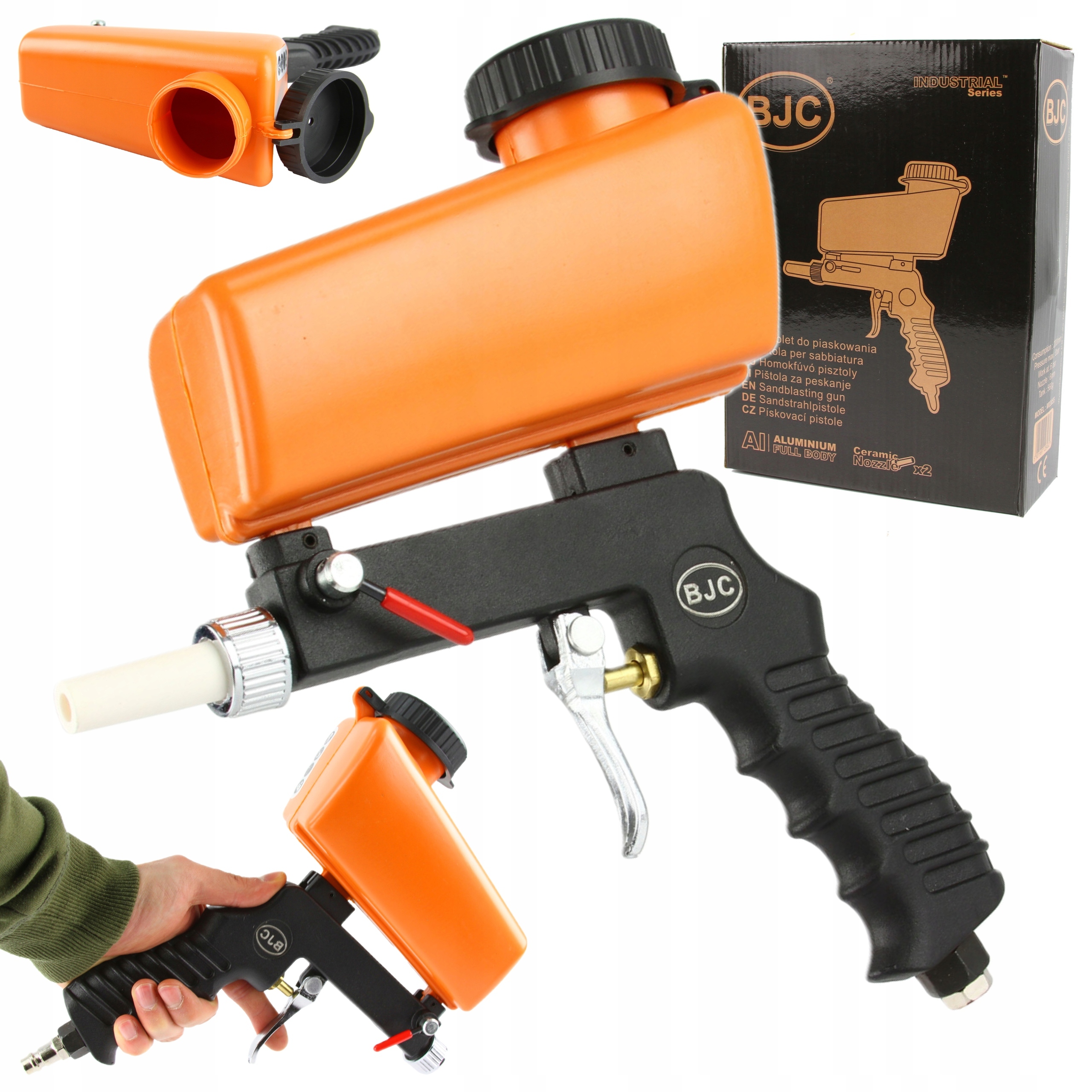 PISTOLET DO PIASKOWANIA ZE ZBIORNIKIEM PIASKARKA DYSZE 6MM BJC M03055