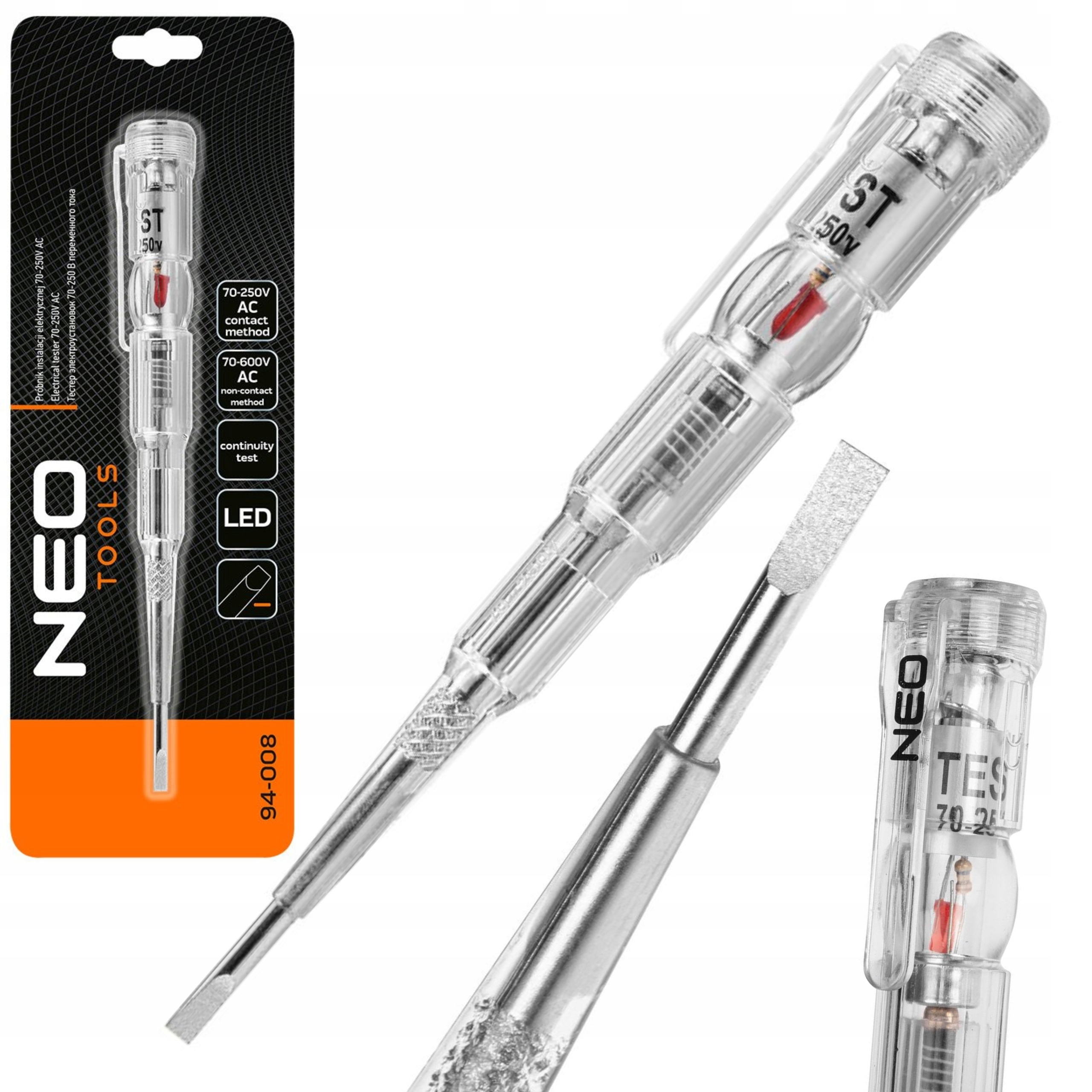 NEO PRÓBNIK MIERNIK PROBÓWKA INSTALACJI ELEKTRYCZNEJ 70-250V AC 94-008