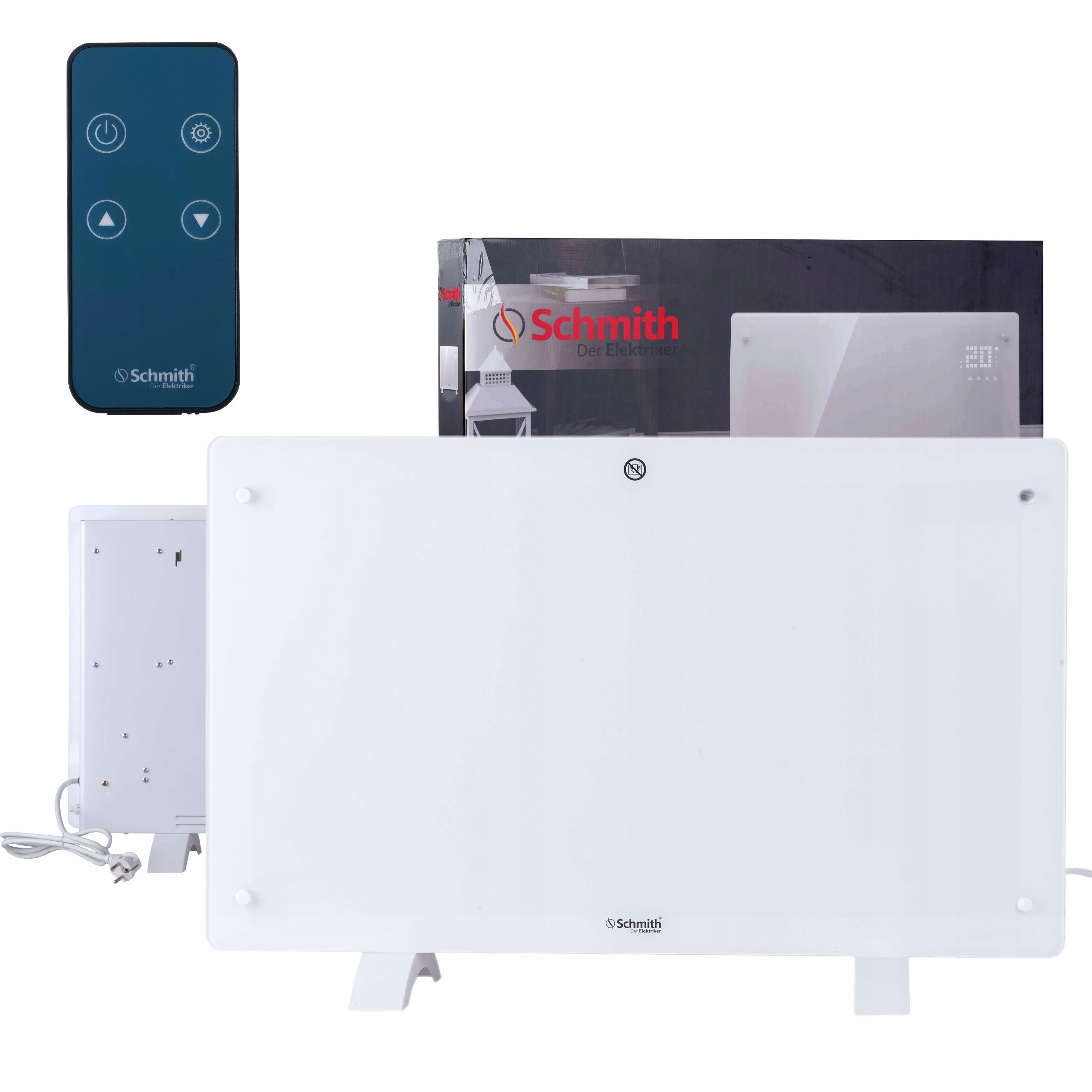 SCHMITH ELEGANCKI GRZEJNIK KONWEKTOROWY SZKLANY STOJĄCY/WISZĄCY 2000W PILOT