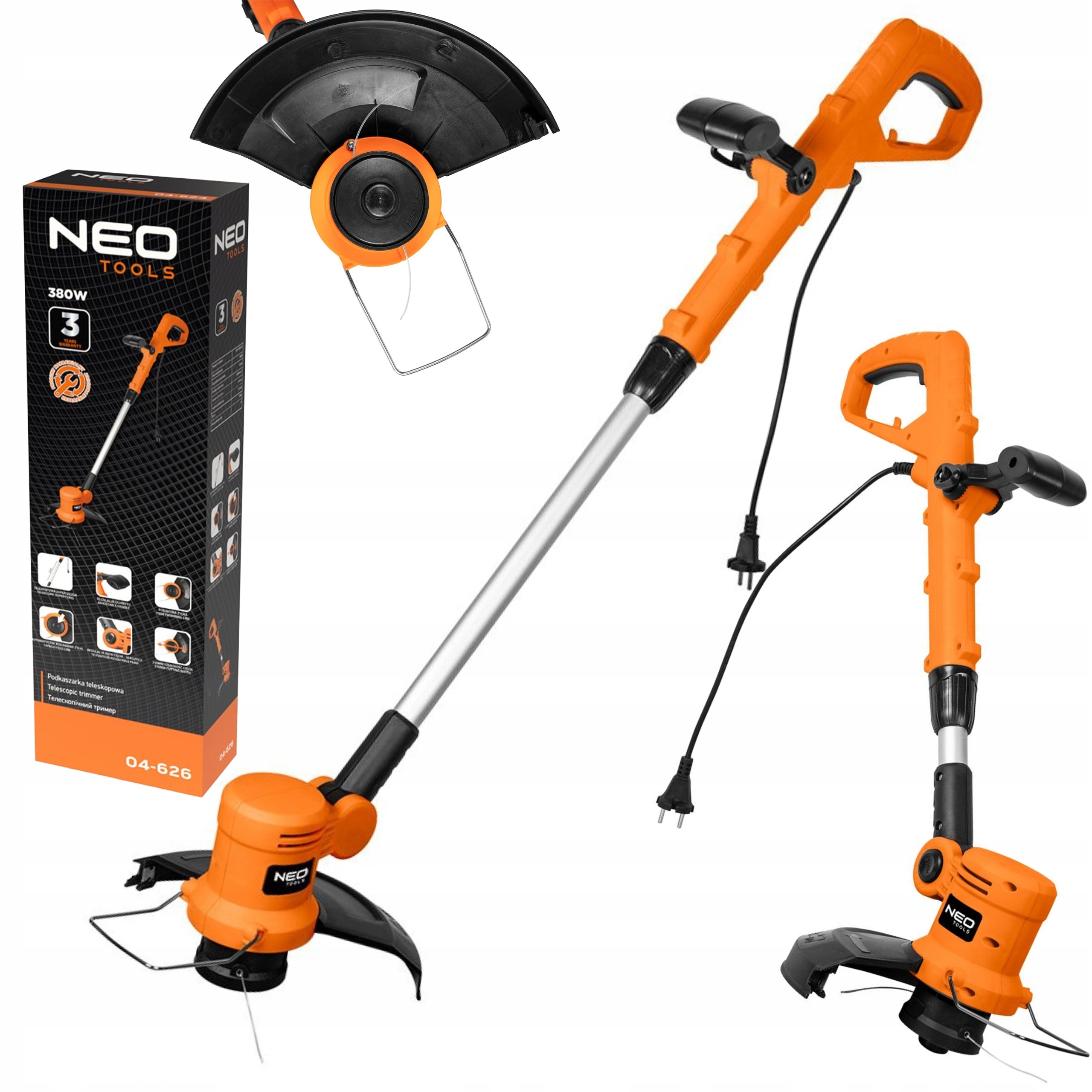 NEO PODKASZARKA 250mm TELESKOPOWA 380W OGRODOWA DO TRAWY ELEKTRYCZNA 04-626