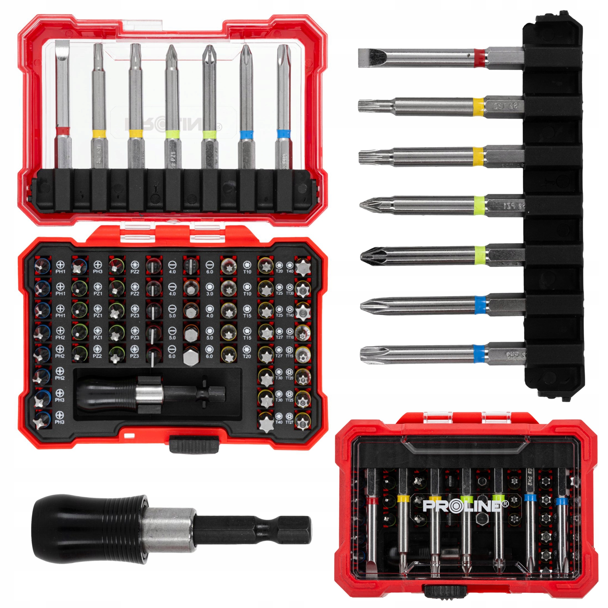 PROLINE ZESTAW KOŃCÓWEK Z UCHWYTEM 57 SZTUK WALIZKA SKRZYNKA 10720