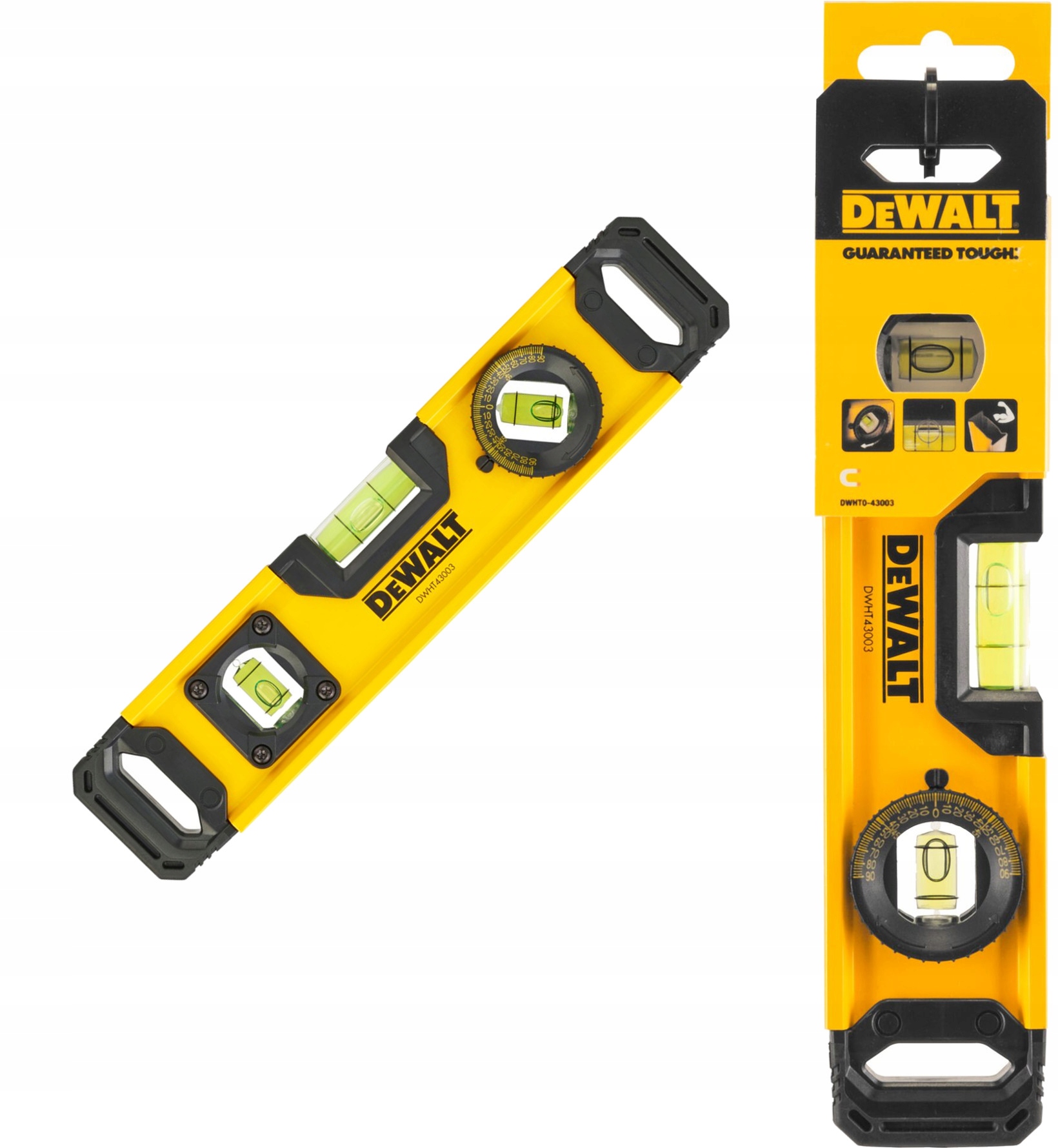 DeWALT POZIOMICA ALUMINIOWA TORPEDO 3 LIBELLI 250 MM TRWAŁA DWHT0-43003