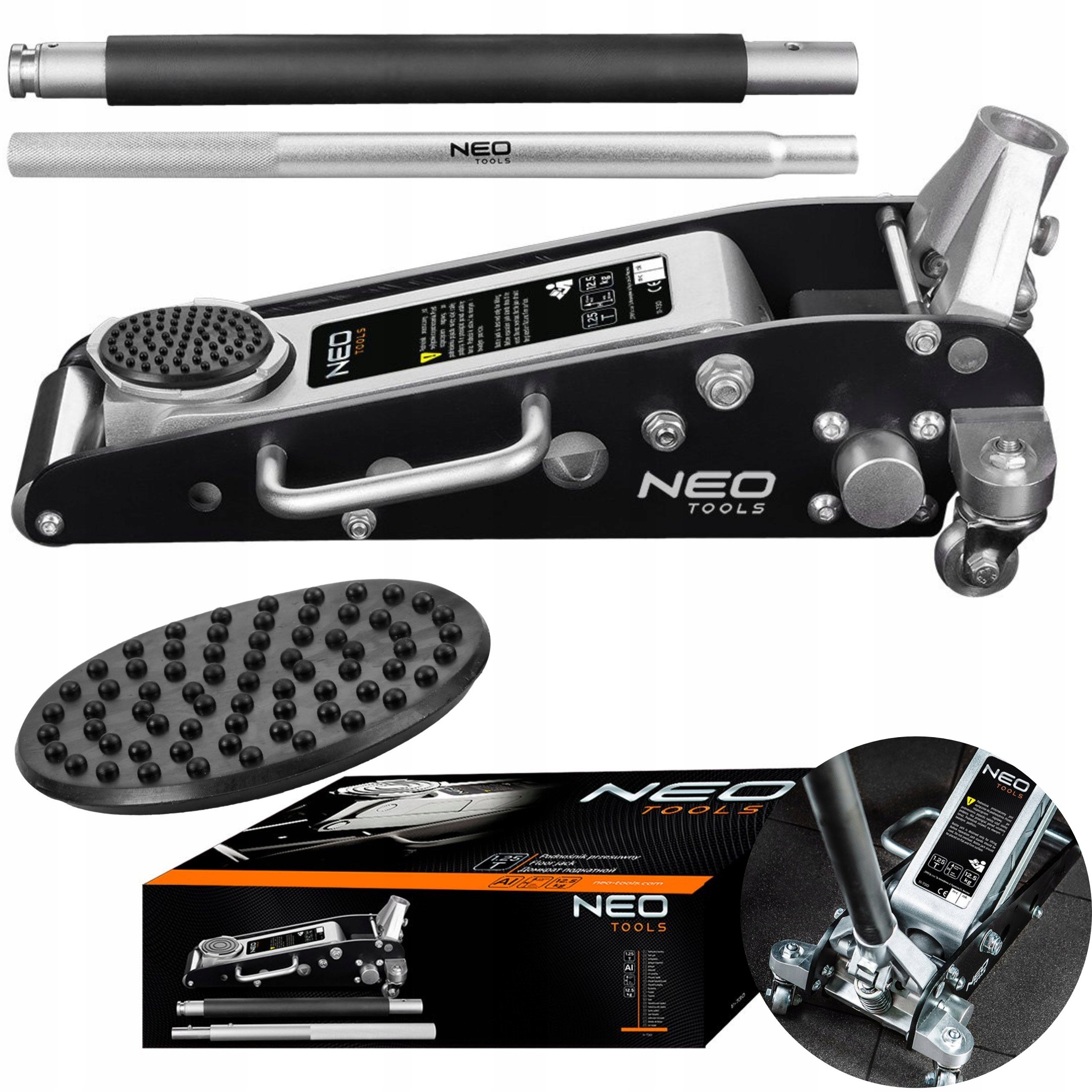 NEO PODNOŚNIK HYDRAULICZNY ALUMINIOWY ŻABA NISKOPROFILOWY 1.5T 11-730