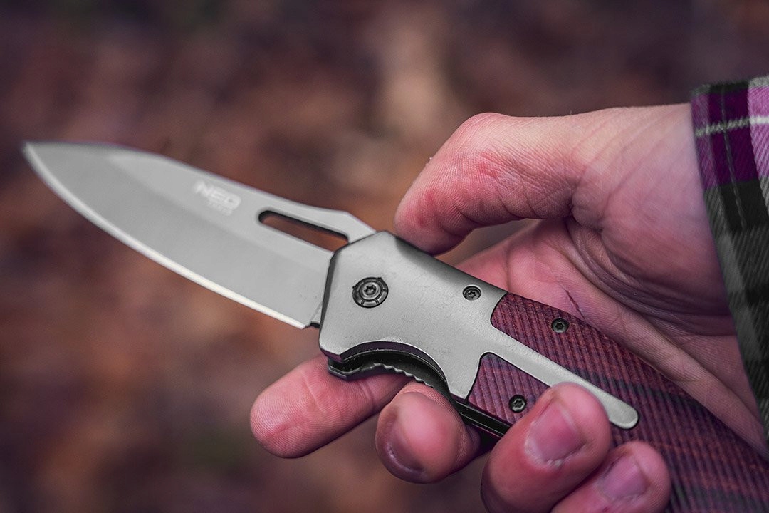 NEO NÓŻ TURYSTYCZNY SURVIVALOWY SKŁADANY SCYZORYK ZACZEP NA PAS 22cm 63-115