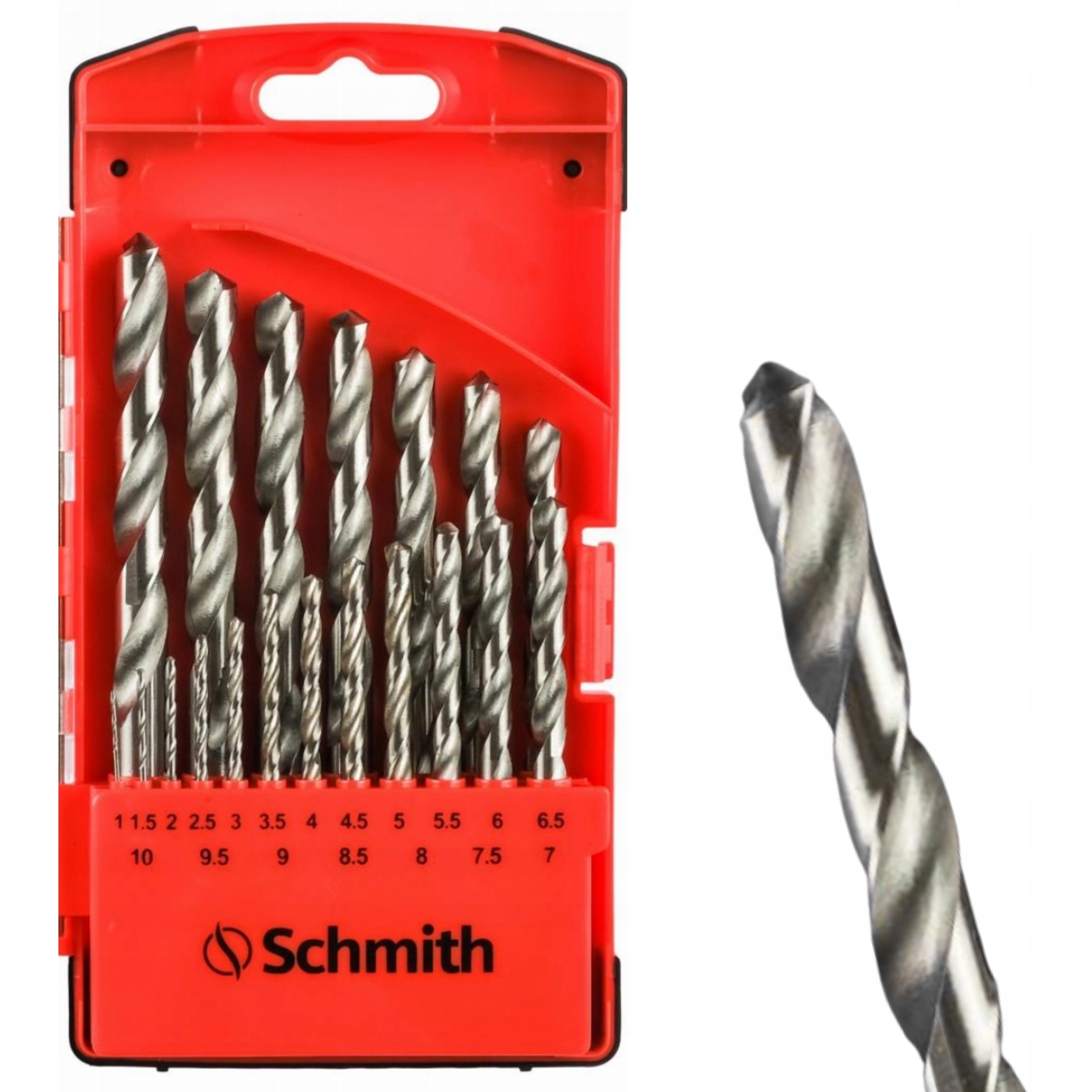 SCHMITH ZESTAW WIERTEŁ DO METALU HSS 1-10 mm 19 szt WALIZKA SQWM-011