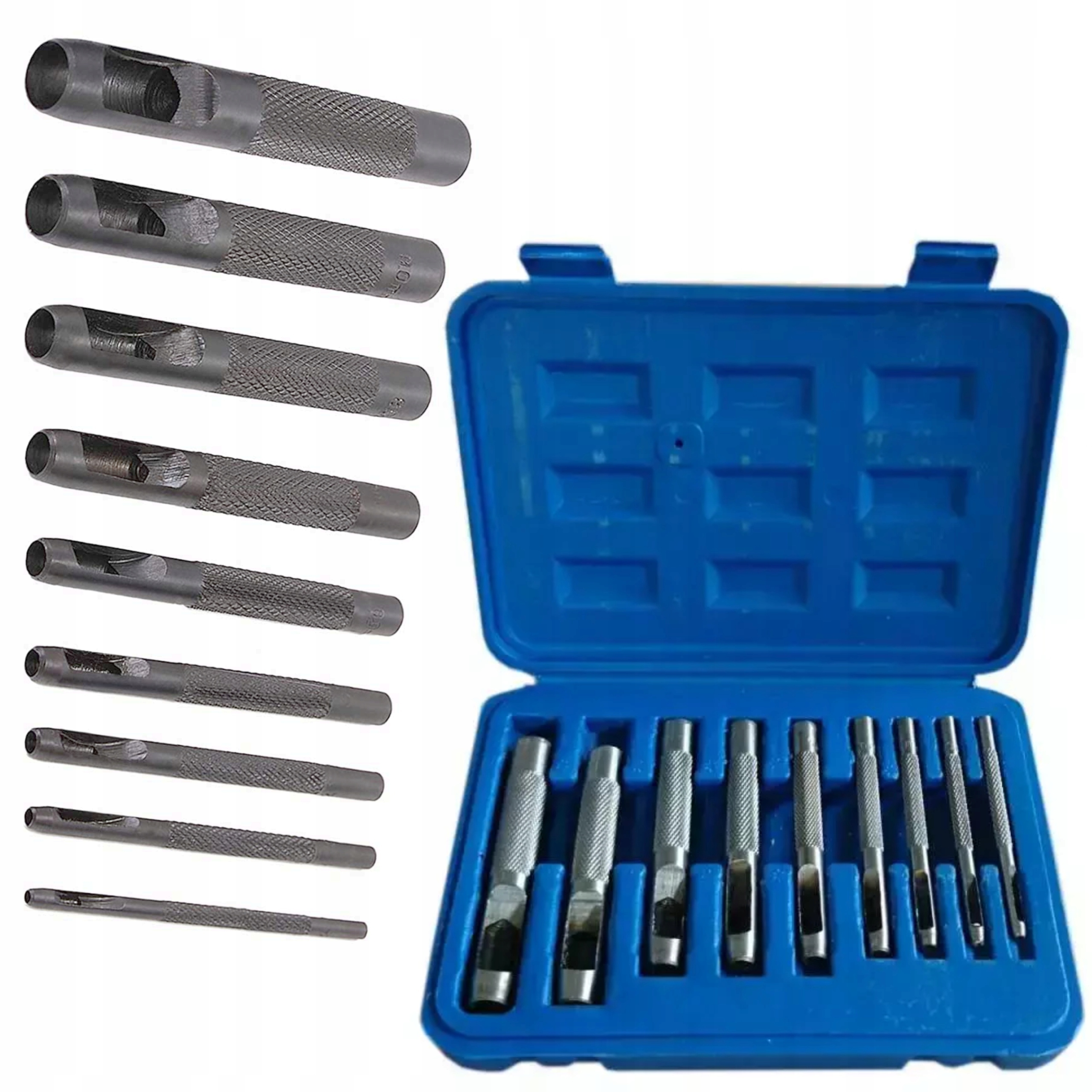 DEDRA ZESTAW KOMPLET WYBIJAKI WYCINAKI OTWORÓW DO GUMY SKÓRY 9 SZTUK 07B009