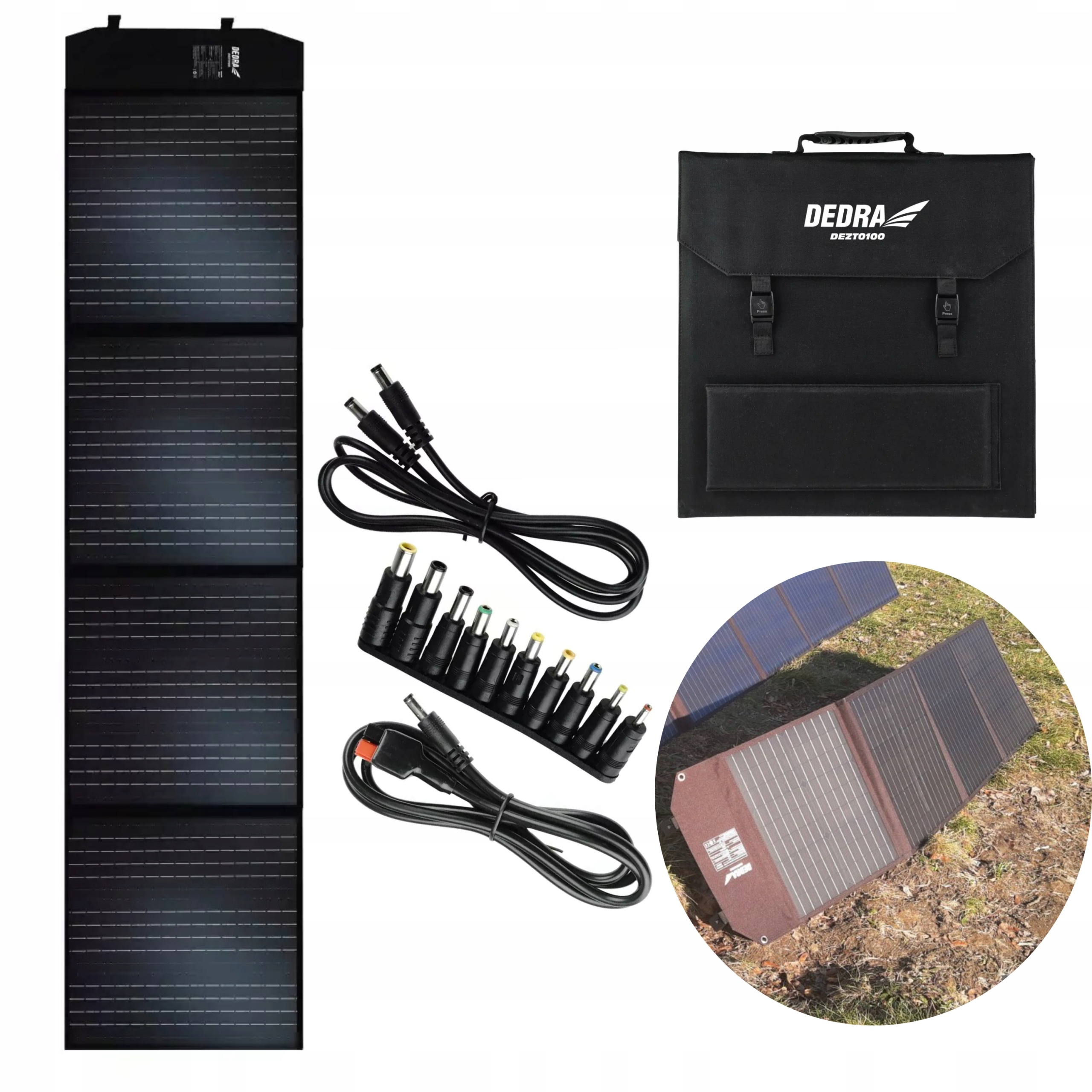 DEDRA PANEL SOLARNY 100W USB C DC IP65 ŁADOWARKA SŁONECZNA USB DEZT0100