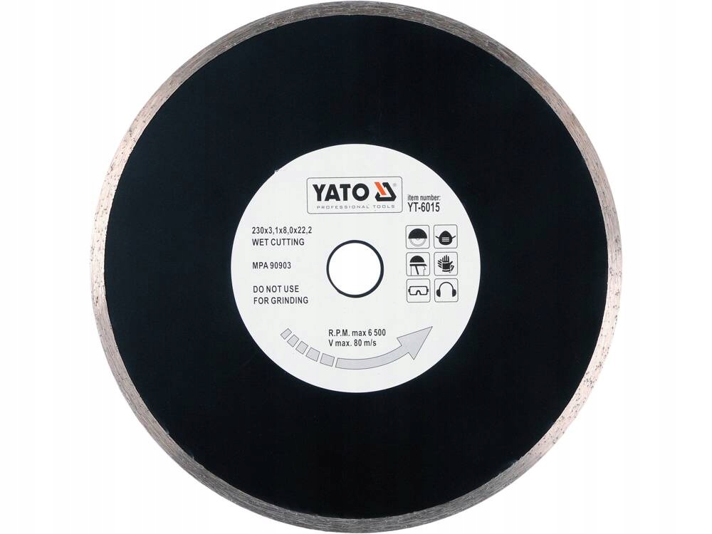 YATO TARCZA DIAMENTOWA SEGMENT CIĄGŁY DO CIĘCIA PŁYTEK 230x22.2mm YT-6015