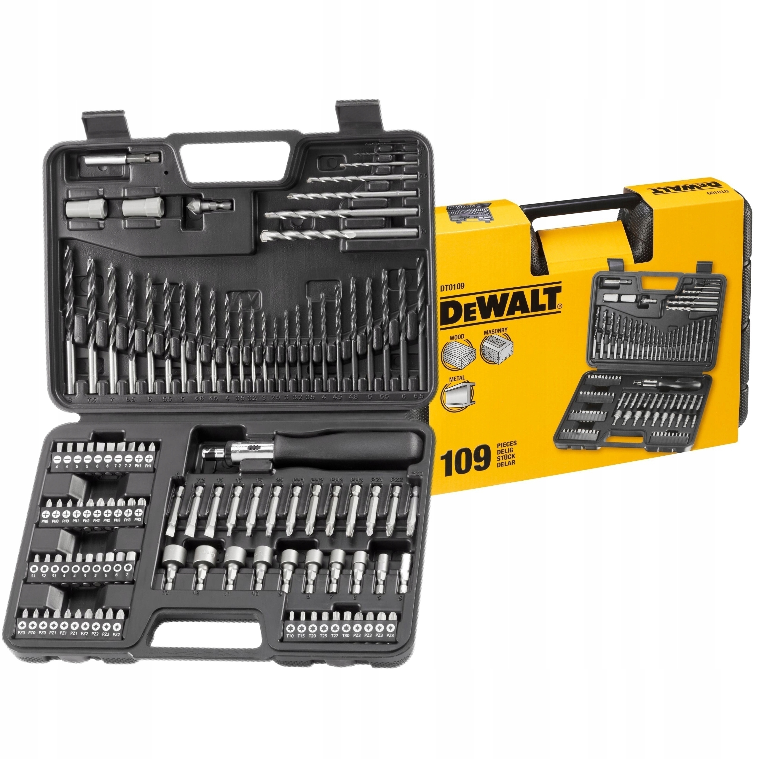 DEWALT ZESTAW KOMPLET 109el BITY WIERTŁA NASADKI KOŃCÓWKI TORX DT0109-QZ