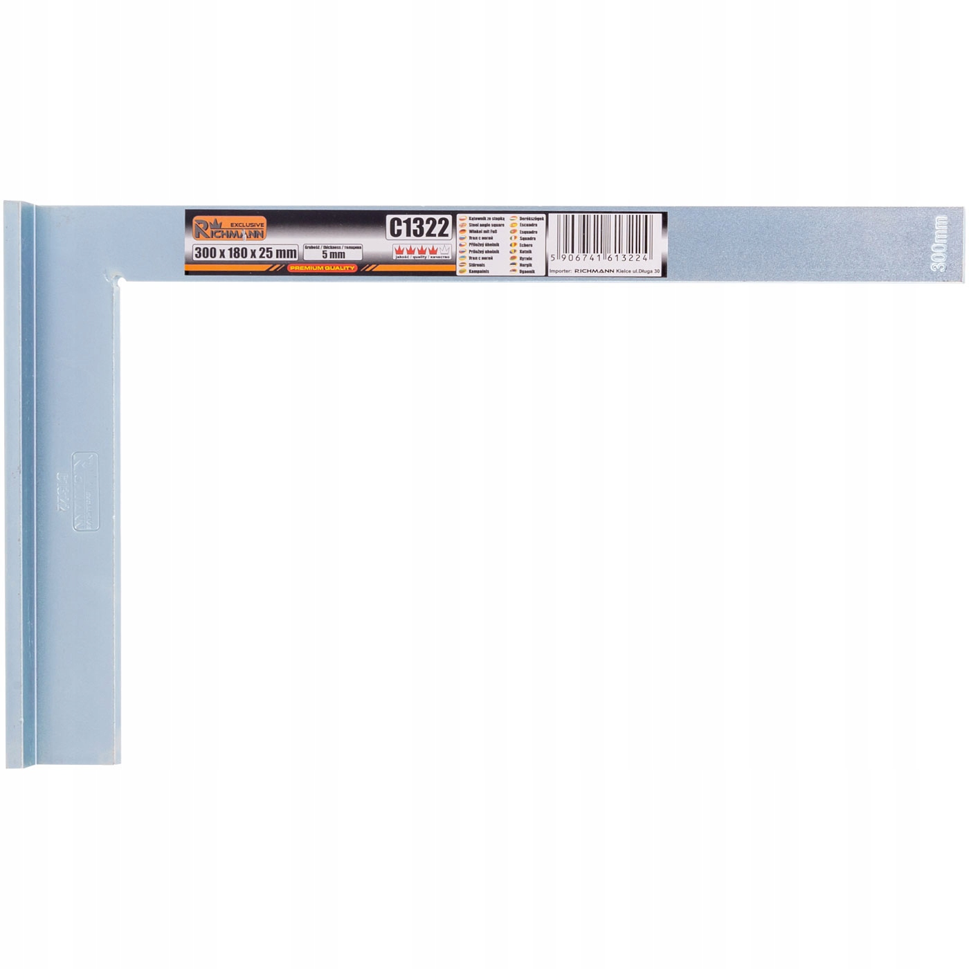 RICHMANN STALOWY KĄTOWNIK ZE STOPKĄ 300x180x25 MM GRUBOŚĆ 5 MM C1322